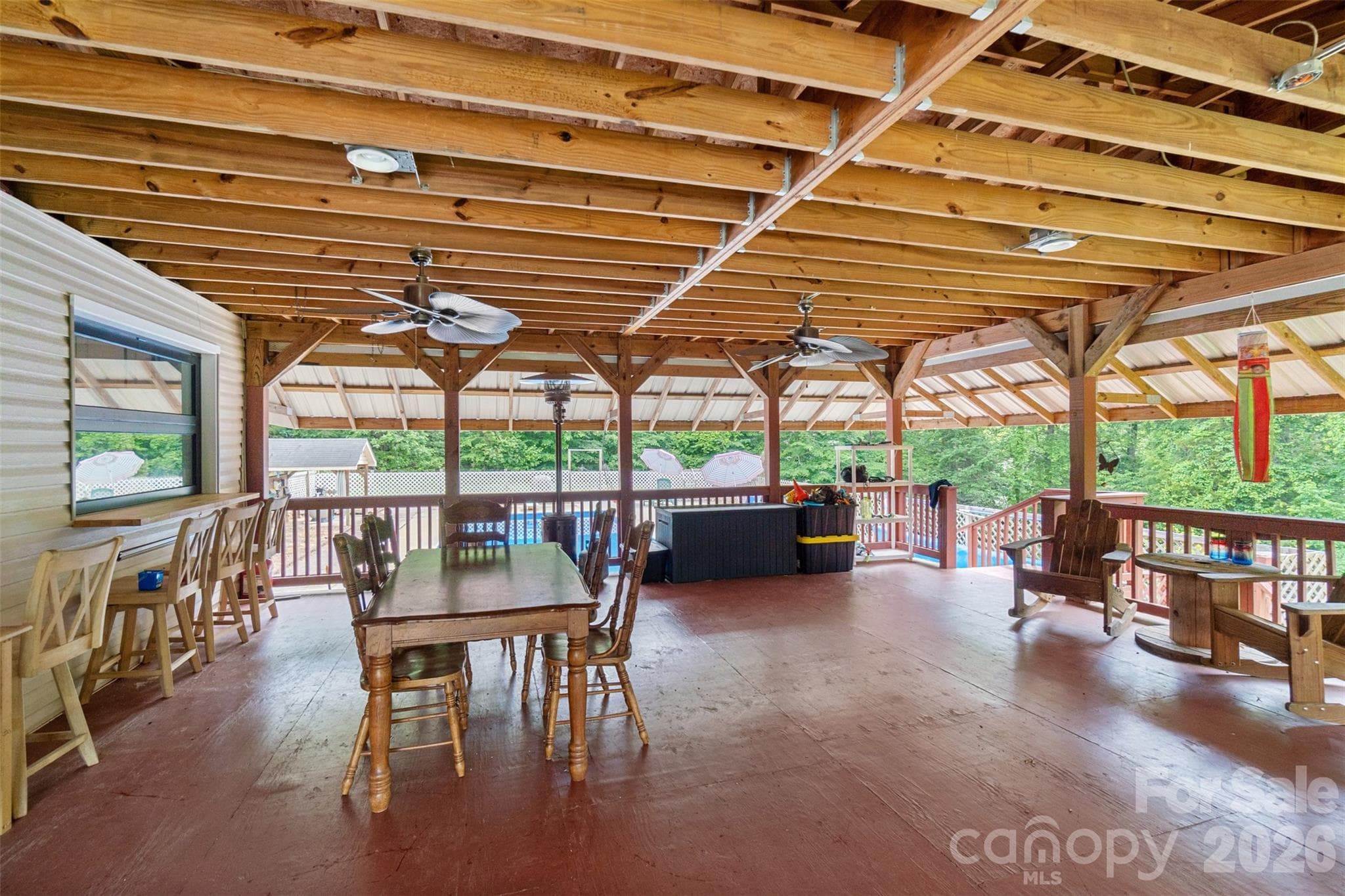Covered back porch - 229 Oakridge Road, Stanley