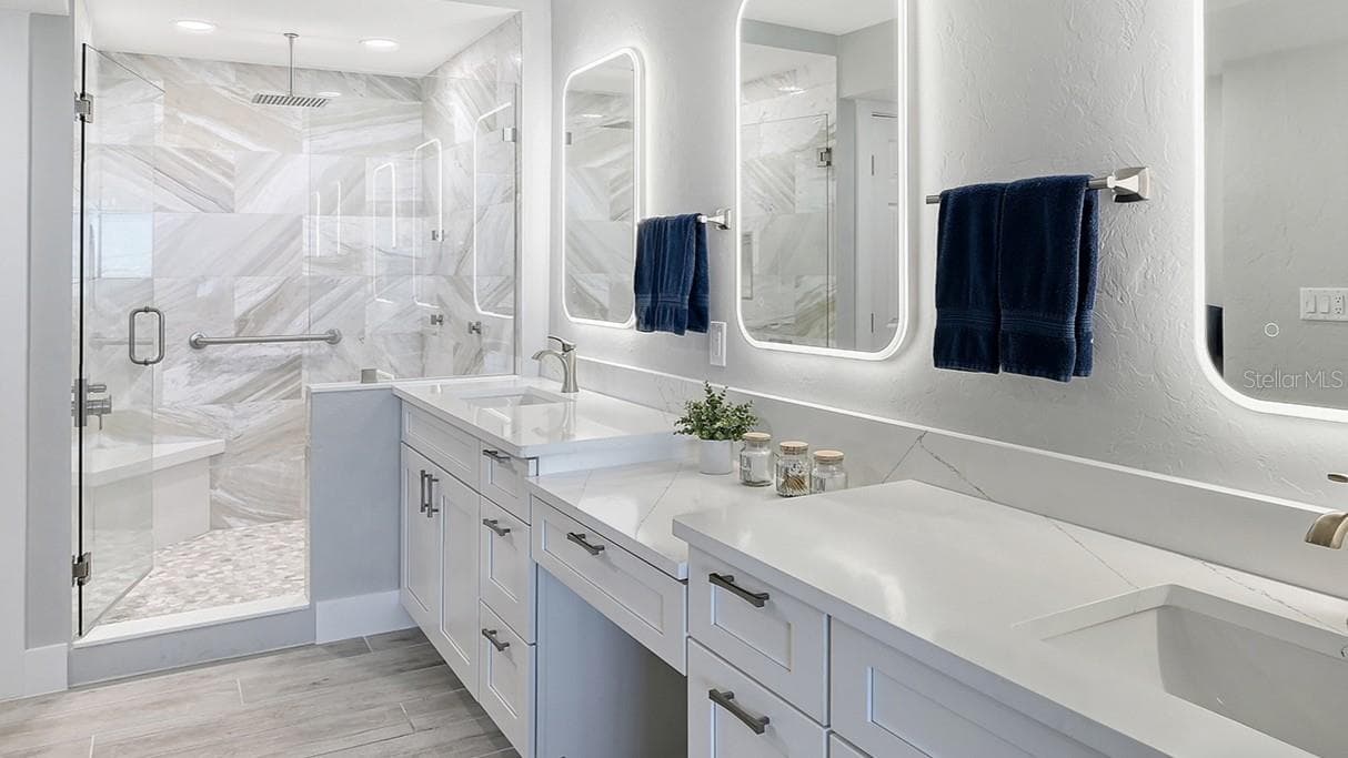 Spacious Walk-In Shower - 5880 MIDNIGHT PASS RD #907, SARASOTA