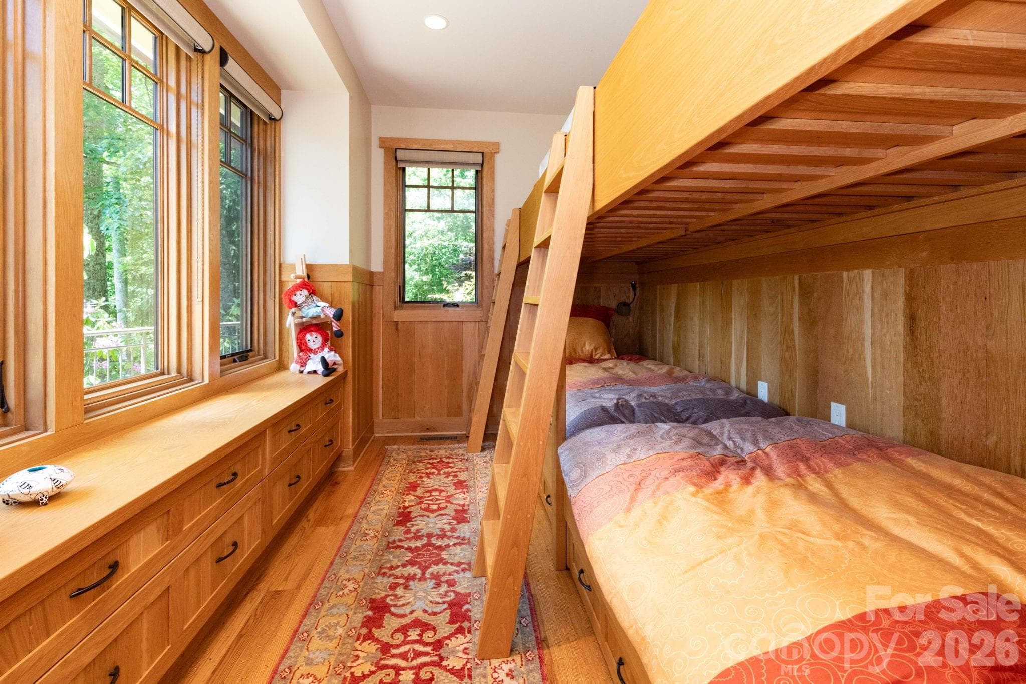 Guest House. Custom-built bunk room with integrated storage and handcrafted woodwork, creating a warm and inviting space for guests or family. - 29 Gardner Drive, Asheville