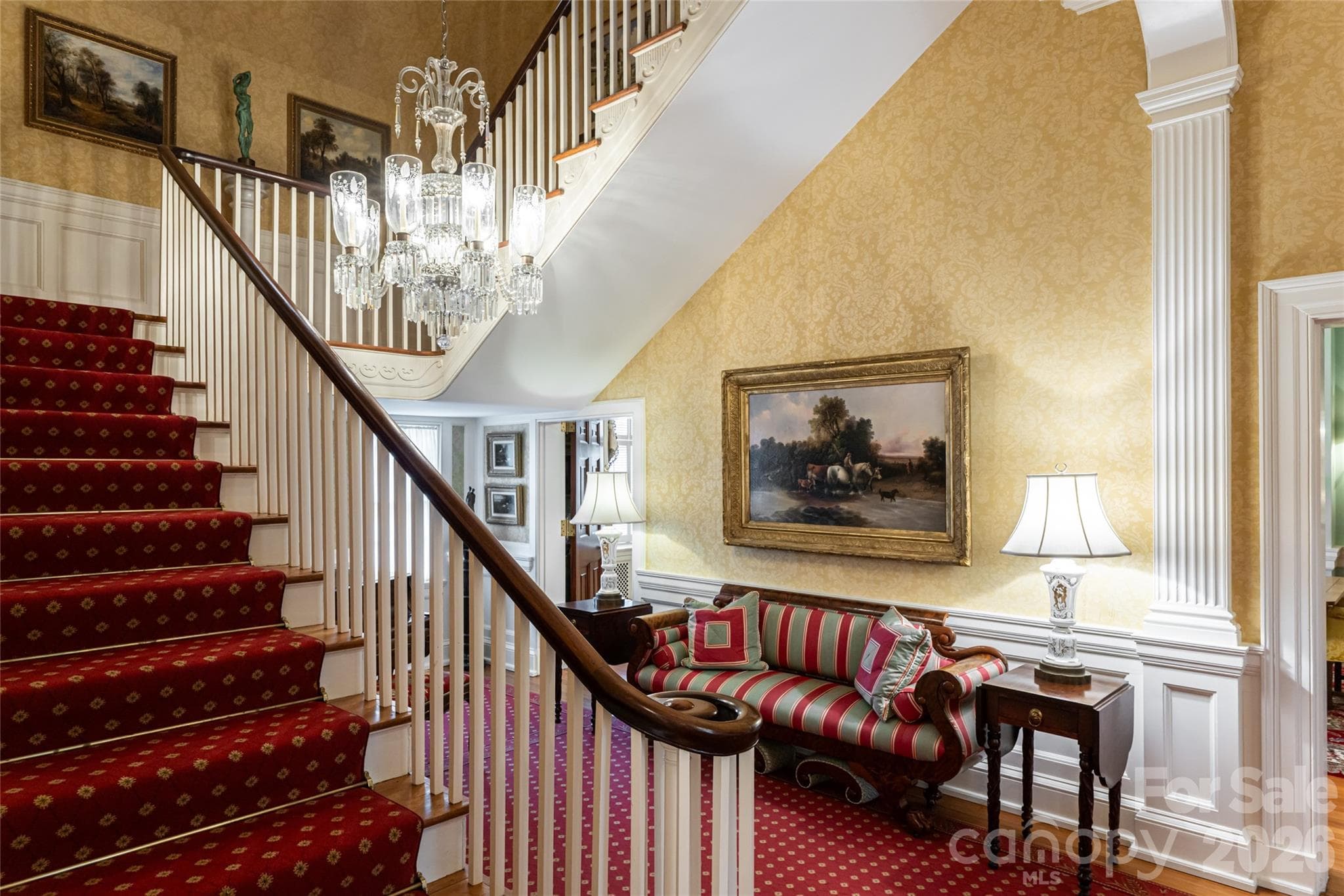 Elegant staircase to second level - 324 Vanderbilt Road, Asheville