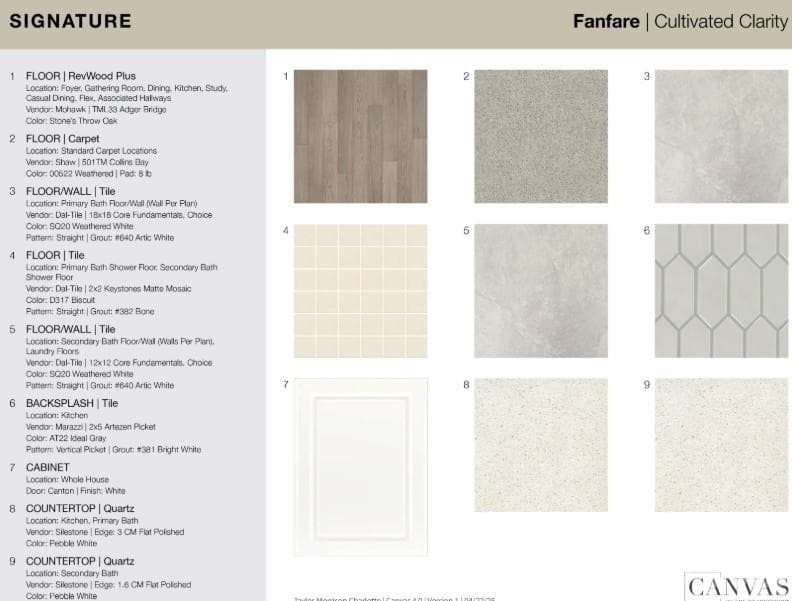 21213 Lake Run Drive design selections. Home is currently under construction and selections are subject to change. - Charlotte
