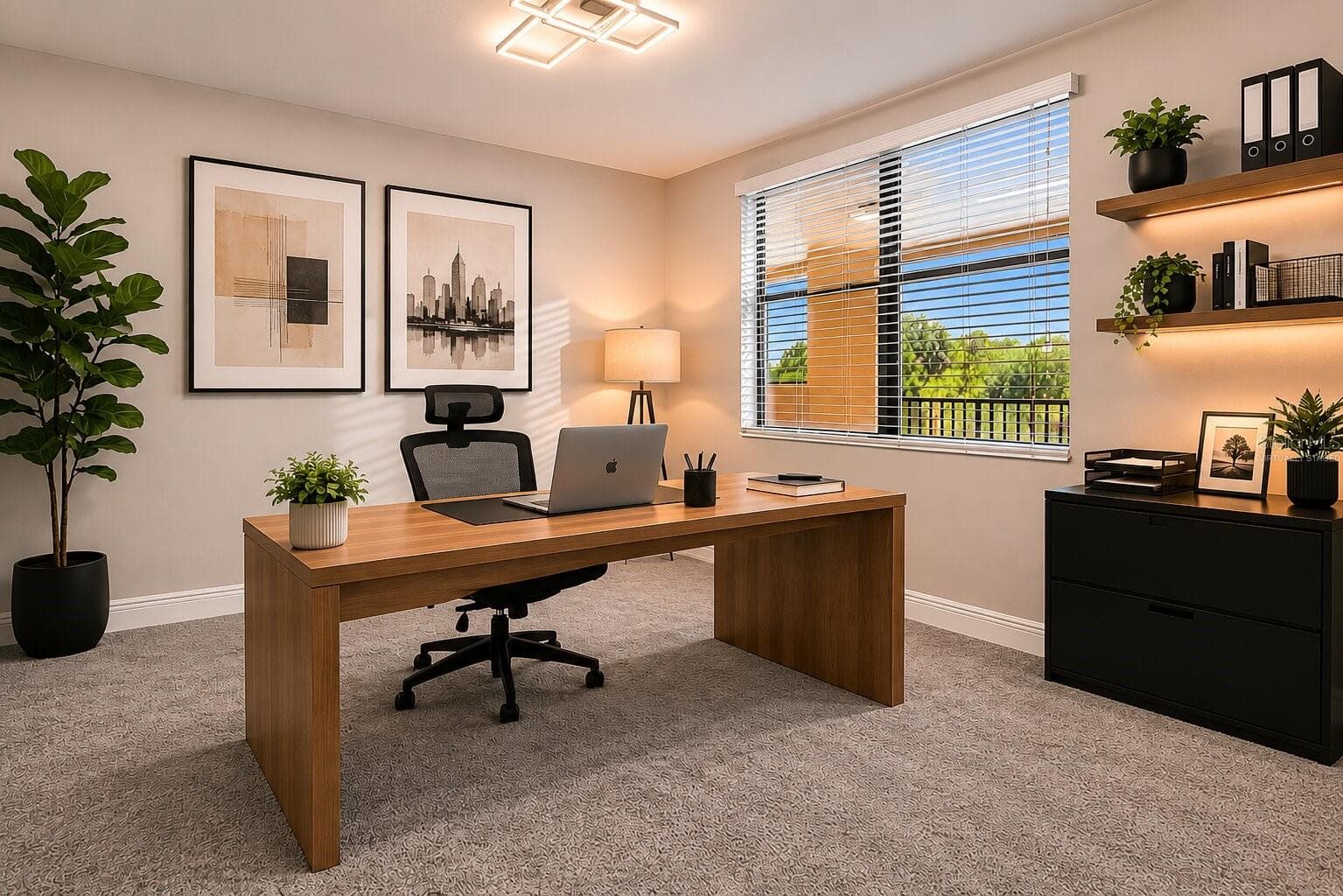 Virtually Staged Home Office in Third Bedroom - 16300 COUNTY ROAD 455 #410, MONTVERDE