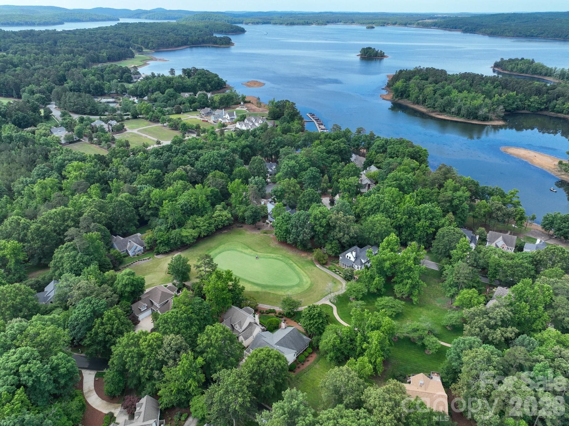 Aerial View of Home Community Putting Green and Badin Lake - 444 Millingport Lane, New London