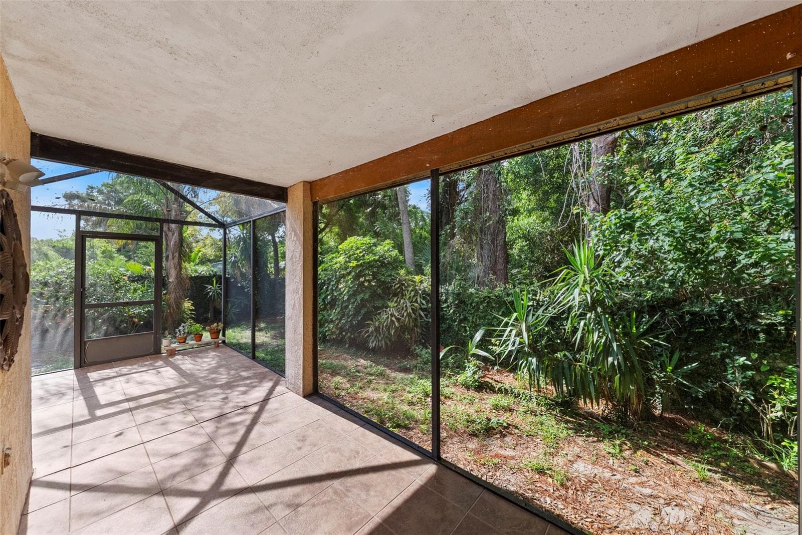 Screened lanai overlooking a private, natural backyard setting. - 8601 TWIN FARMS PL, TAMPA