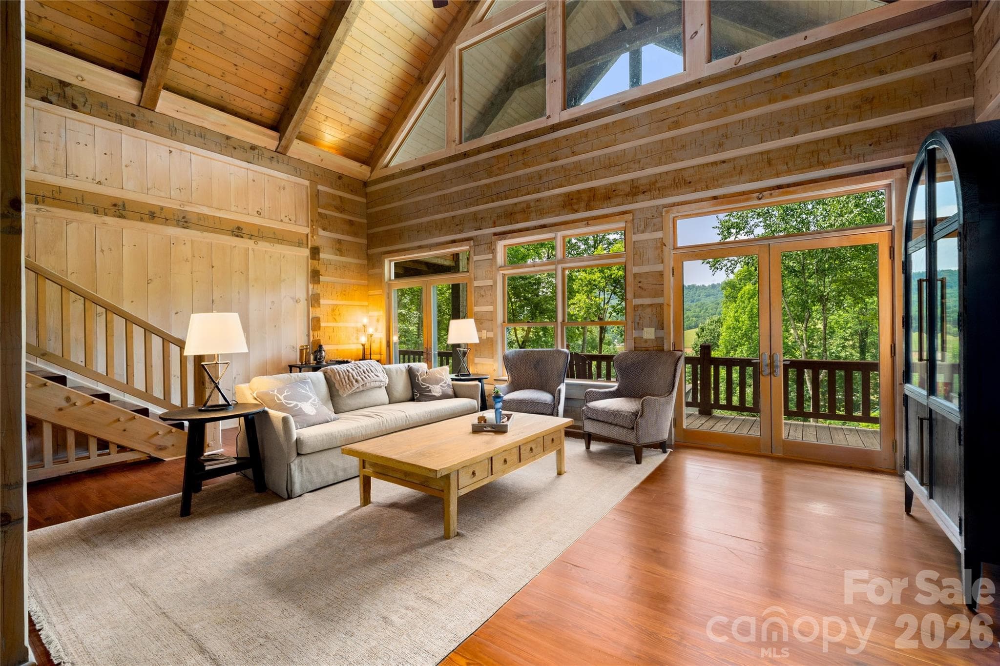 Vaulted great room encompasses the VIEWS at 170 Cradling Cove , Waynesville NC - Waynesville