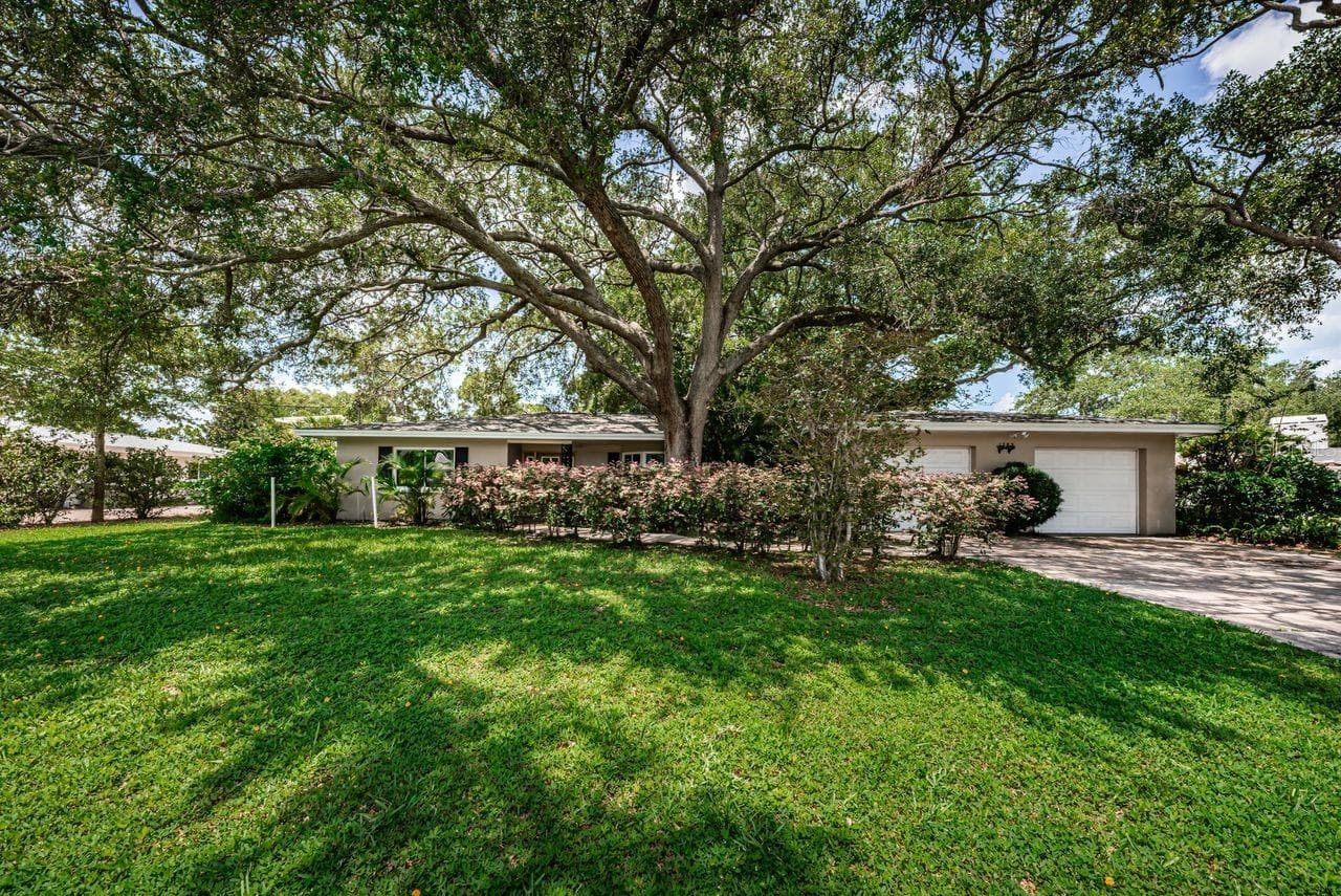 Front of house with mature landscaping - 1704 CYPRESS AVE, BELLEAIR