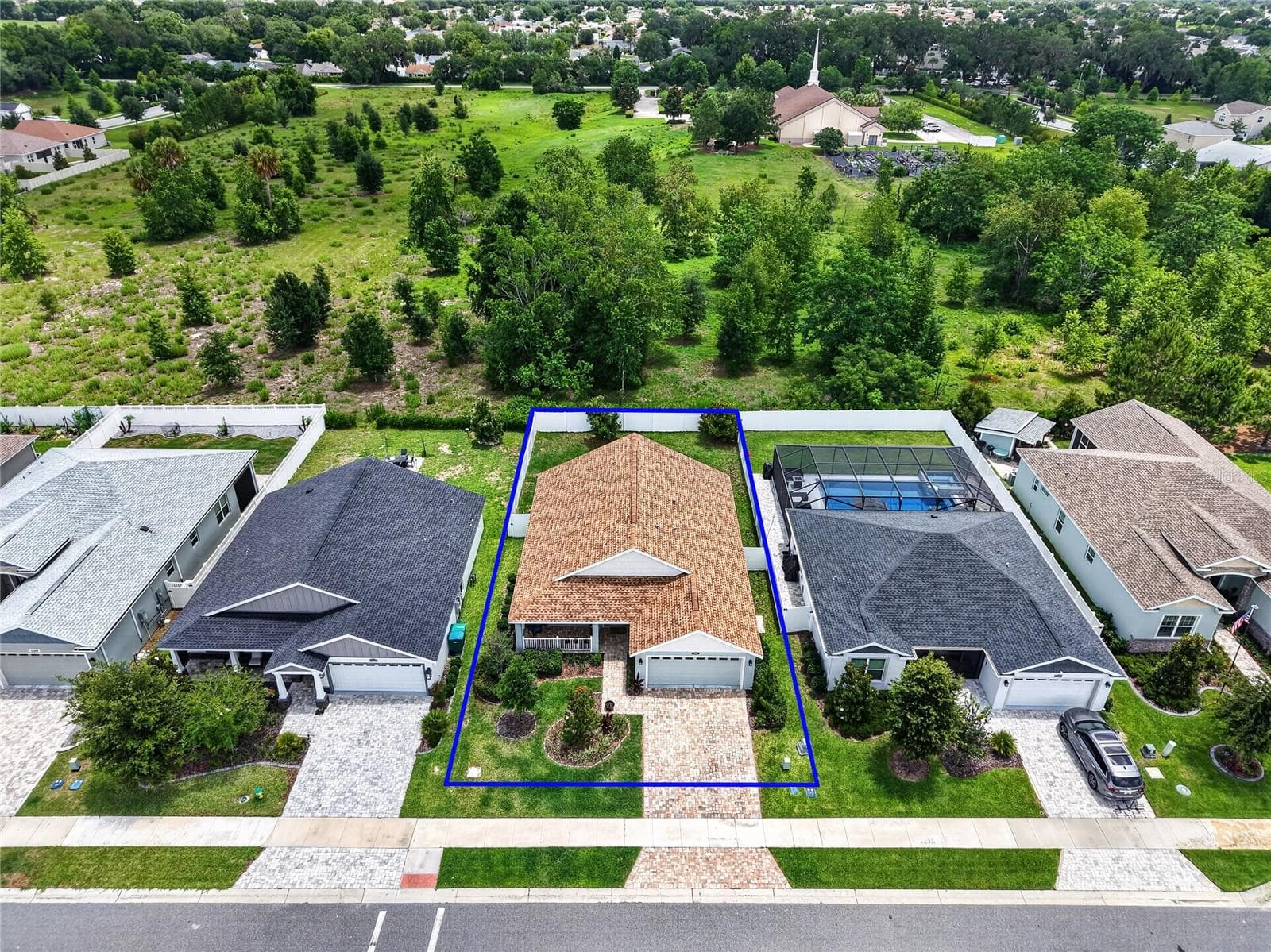 Aerial Front Elevation with Property Lines - 12591 NE 49TH DR, OXFORD