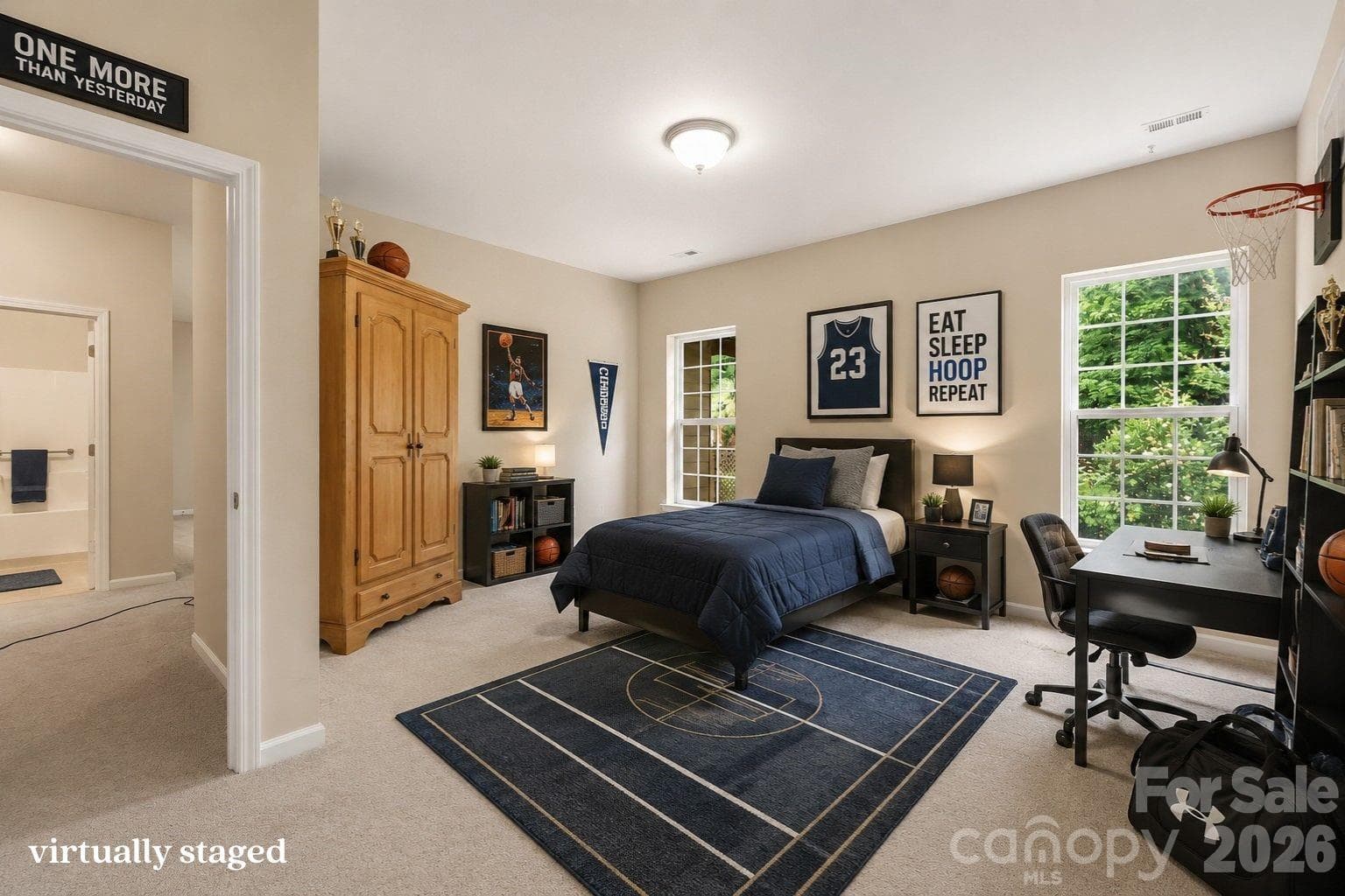 virtually staged guest bedroom 3, basement - 878 Treasure Court, Fort Mill