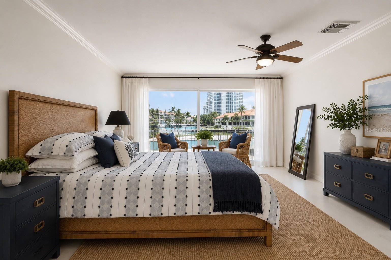 Primary Bedroom - added virtual decoration without alteration to actual space - 205 HARRISON AVE, BELLEAIR BEACH