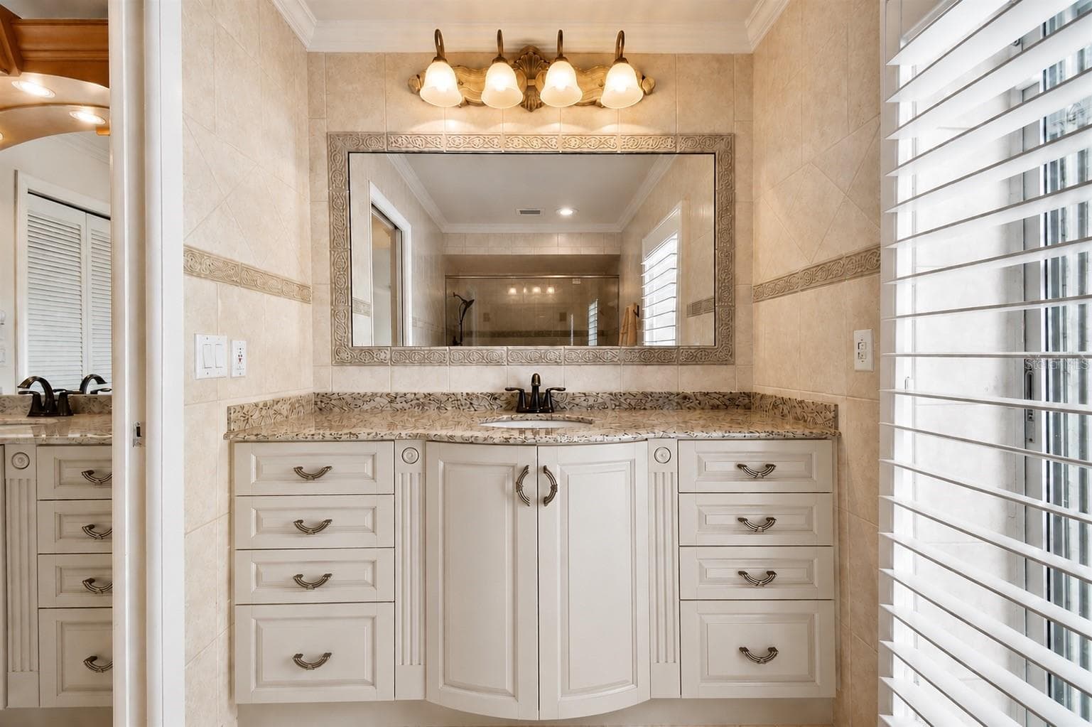 Primary Bathroom - virtual update to cabinet color - 205 HARRISON AVE, BELLEAIR BEACH