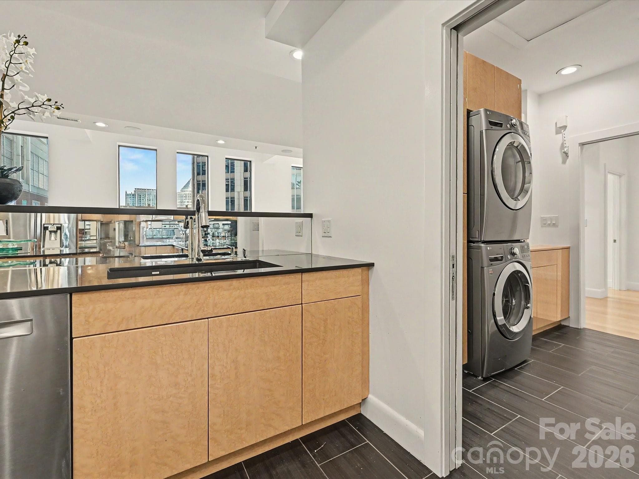 Kitchen looking into Laundry - 127 N Tryon Street, Charlotte