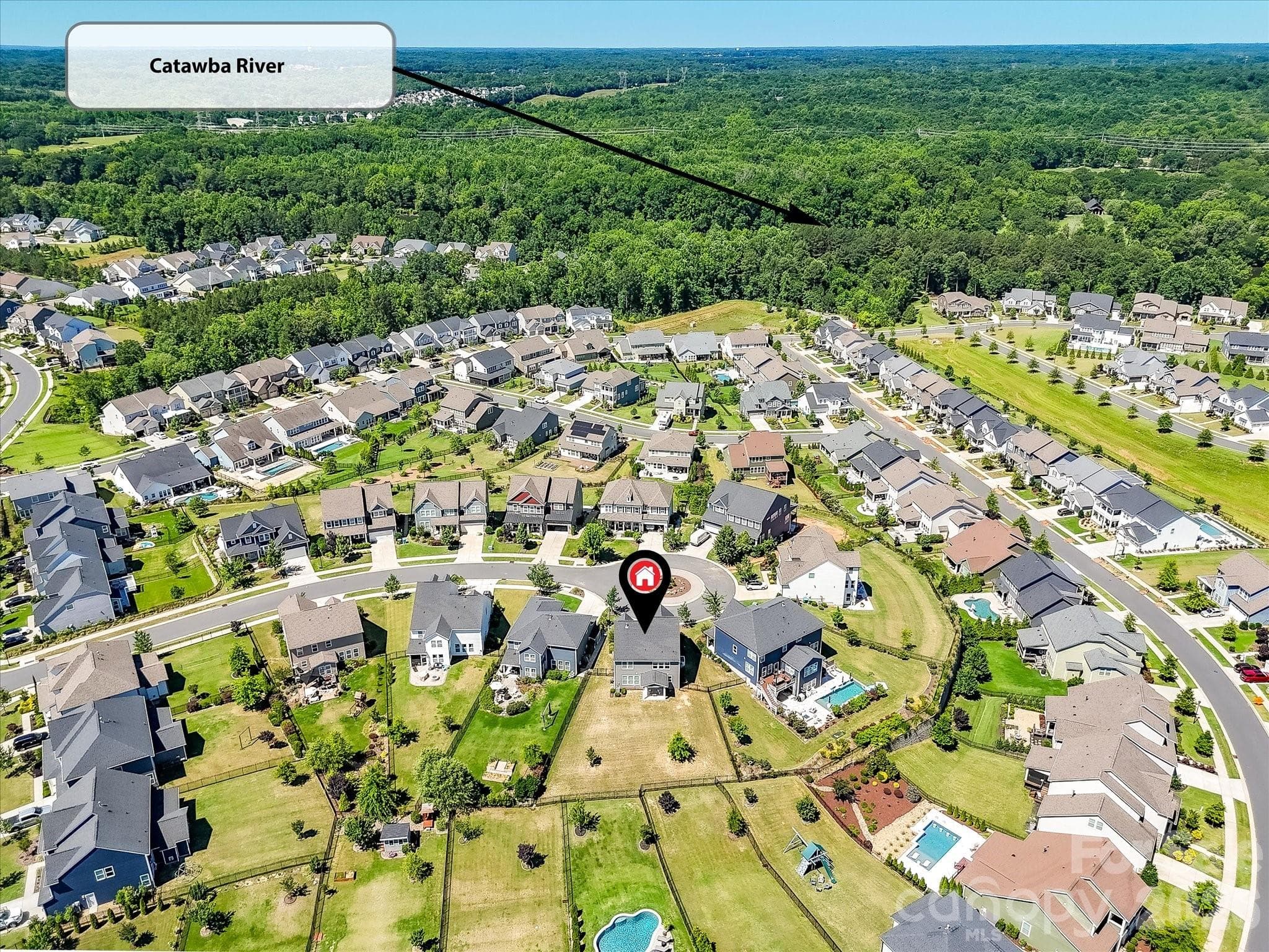 Drone View of Location of Catawba River - 6203 Six String Court, Fort Mill