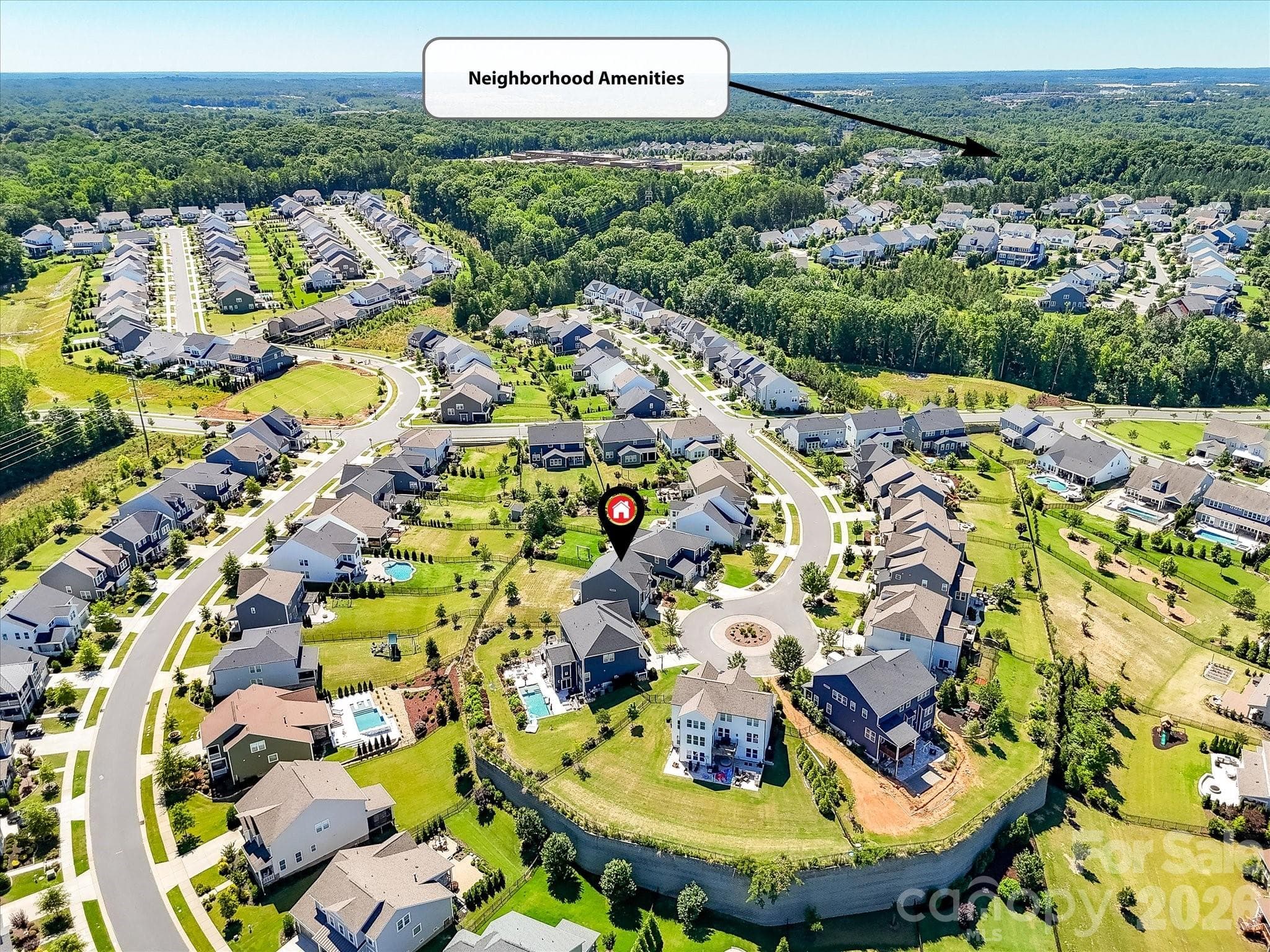 Drone View distance to Amenity Center - 6203 Six String Court, Fort Mill