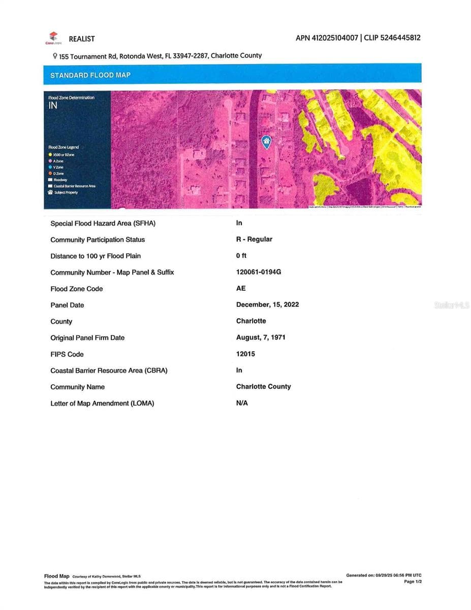 flood map - 155 TOURNAMENT RD, ROTONDA WEST