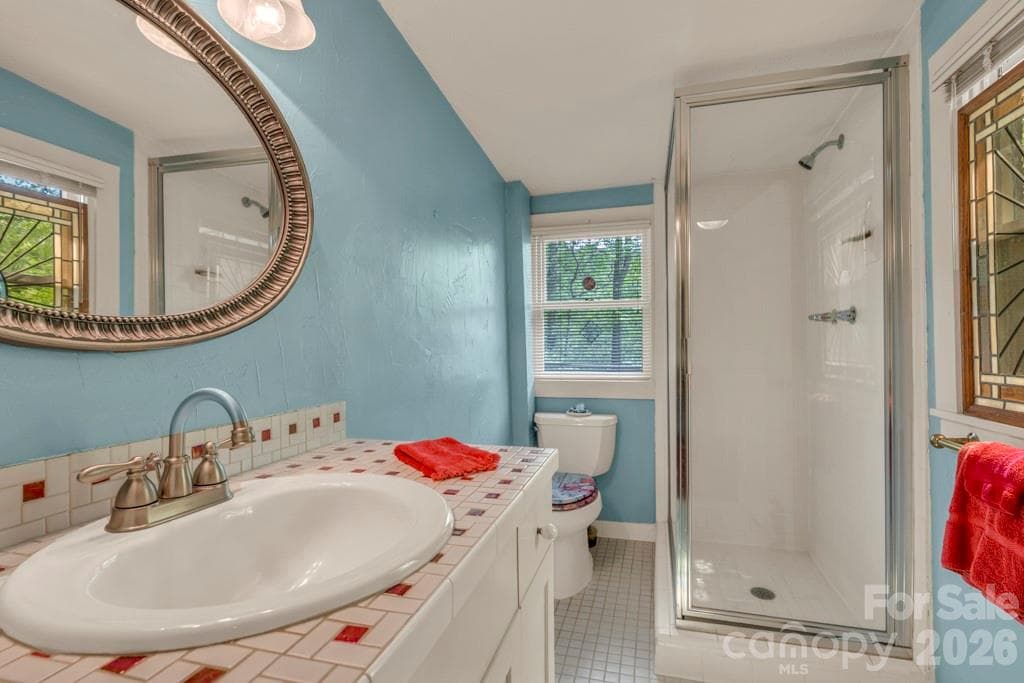 Main-level primary suite bath - 1590 Shulls Mill Road, Boone
