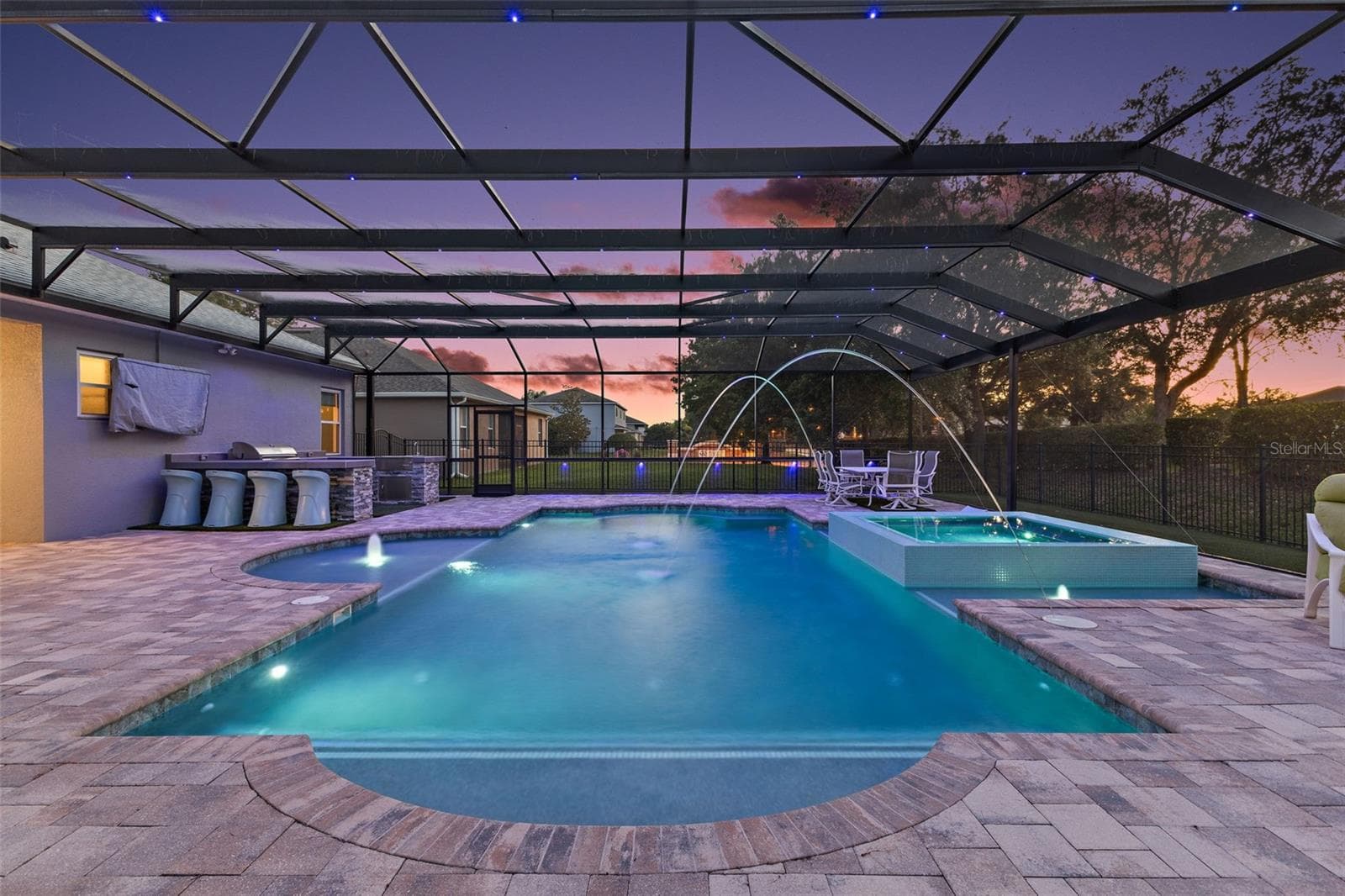 Fountain lights in the pool and spa ~ - 5006 RISHLEY RUN WAY, MOUNT DORA