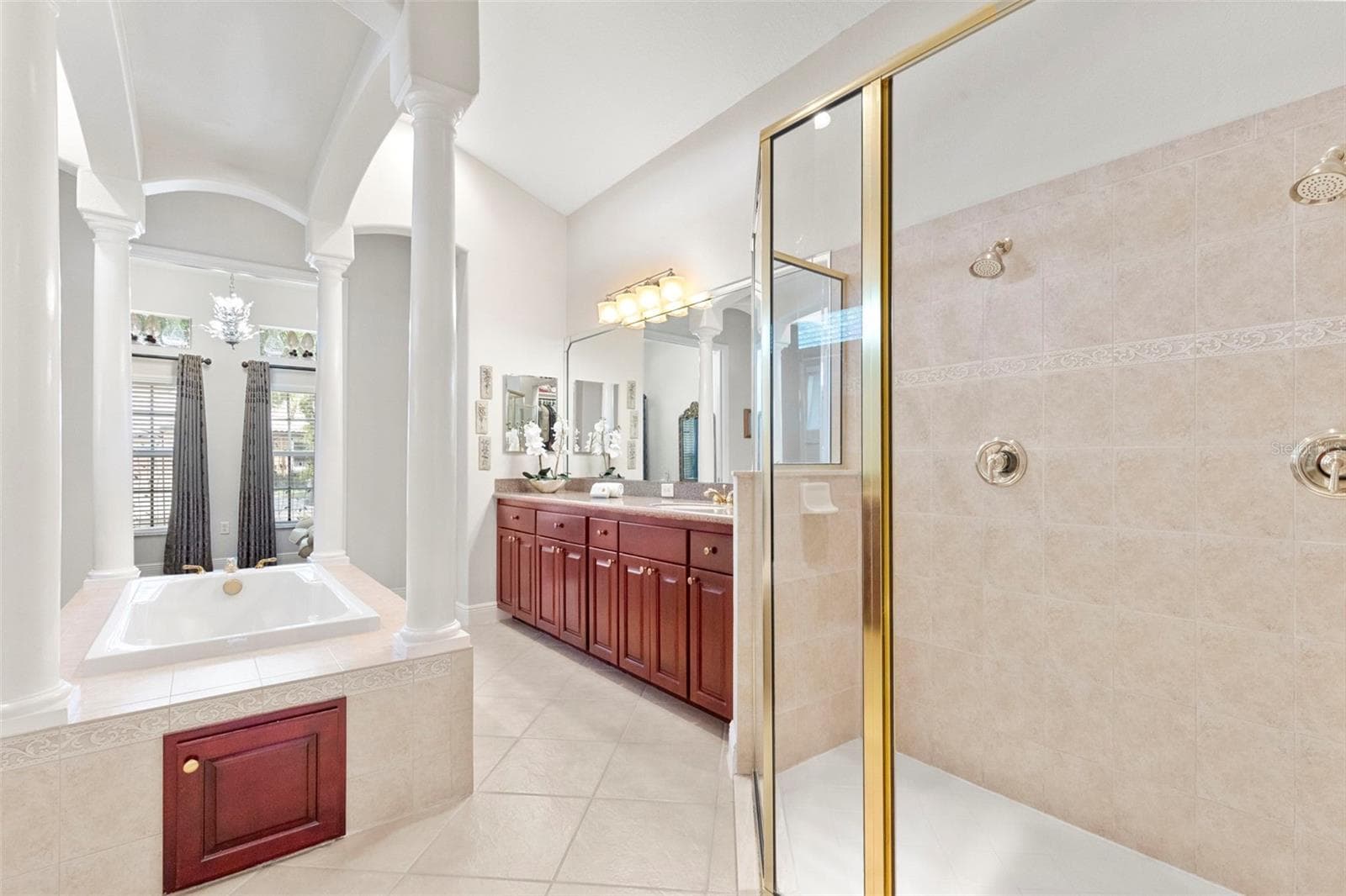 Primary En-Suite-Glass Shower Enclosure With Dual Shower Heads - 20203 CANE RIVER WAY, TAMPA