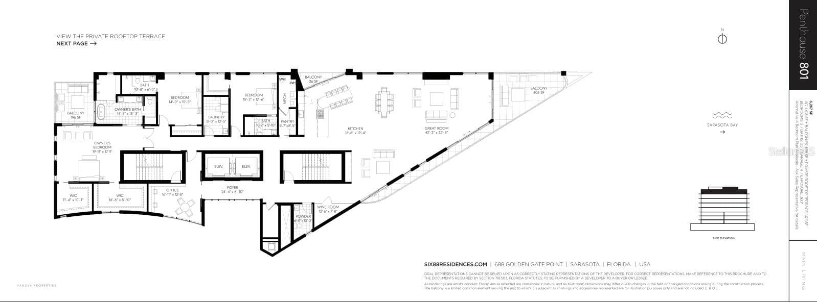 Floorplan - 688 GOLDEN GATE PT #801, SARASOTA