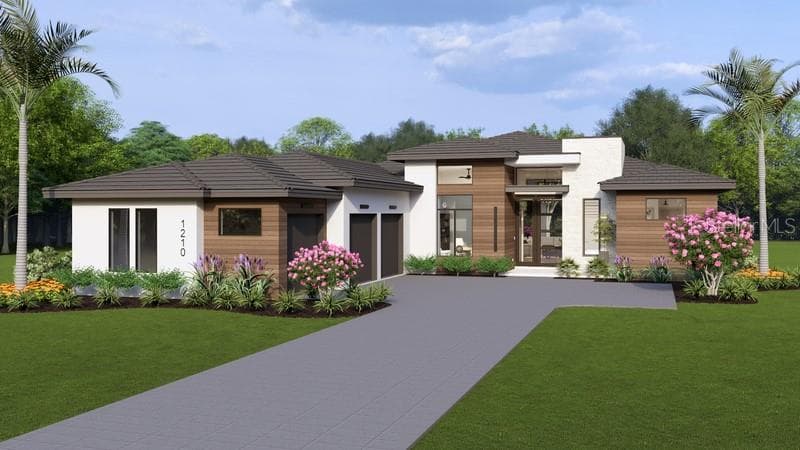 Rendering of front elevation - 8613 SANDPOINT ST, SARASOTA