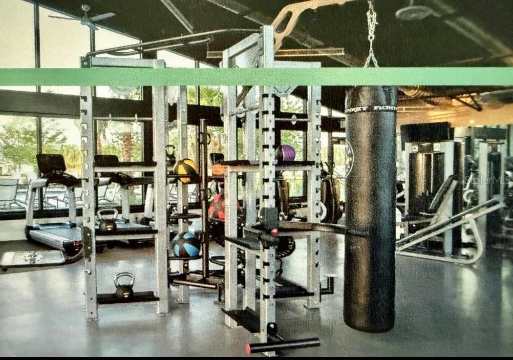 The gym is well maintained and overlooks the pool. - 15084 CARAVAN AVE, ODESSA