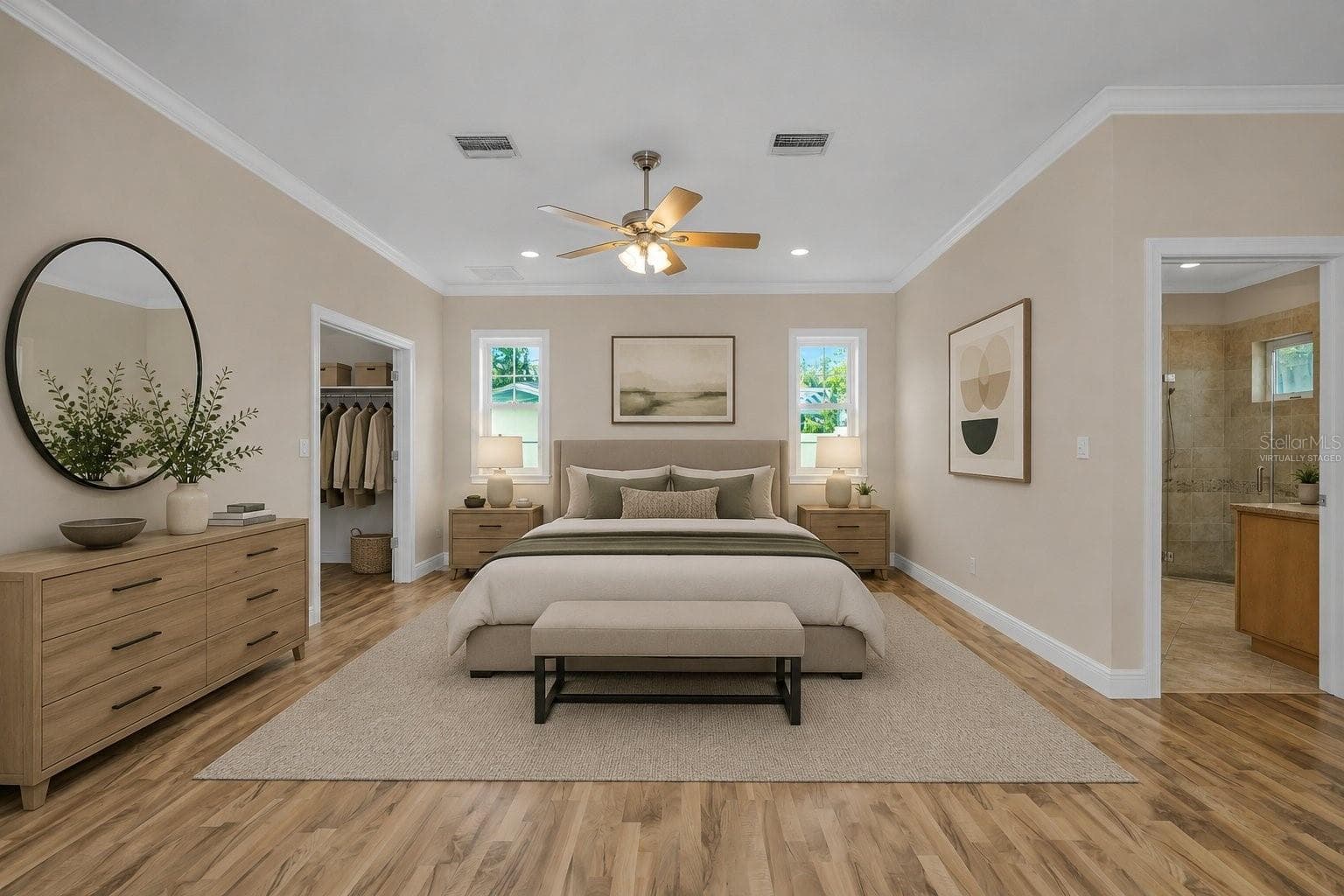 Virtually Staged, Bed Between Closet and Bath - 1888 BUGLE LN, CLEARWATER