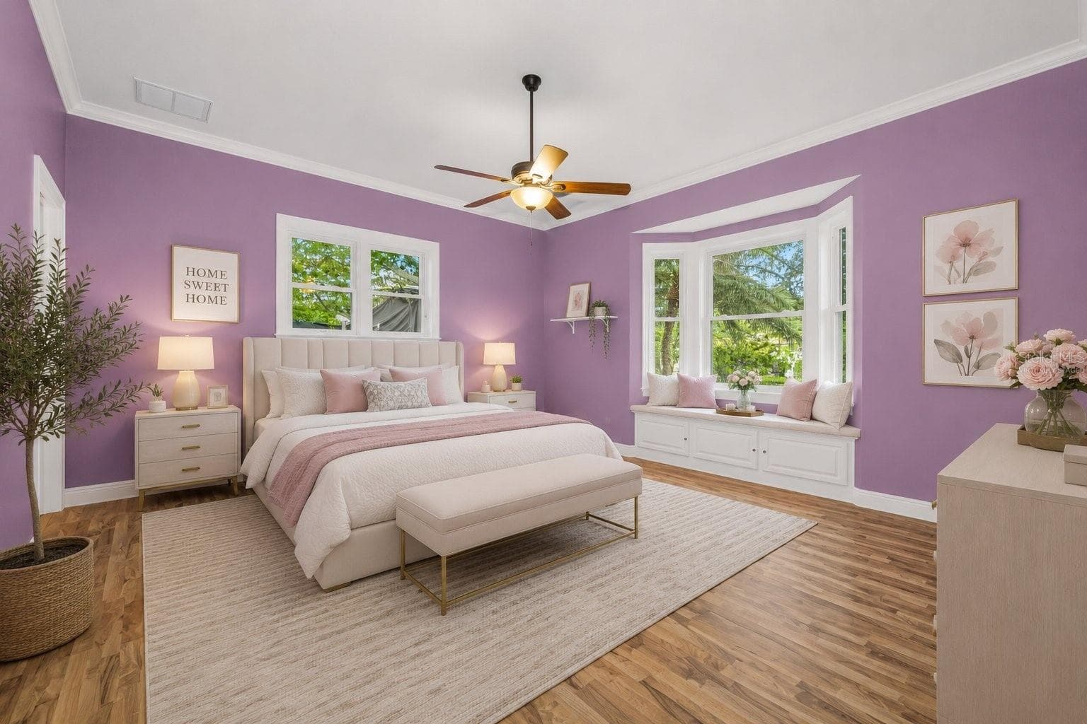 Virtually Staged Second Primary Bedroom with walk in closet and ensuite bath (Front East of Home) - 1888 BUGLE LN, CLEARWATER