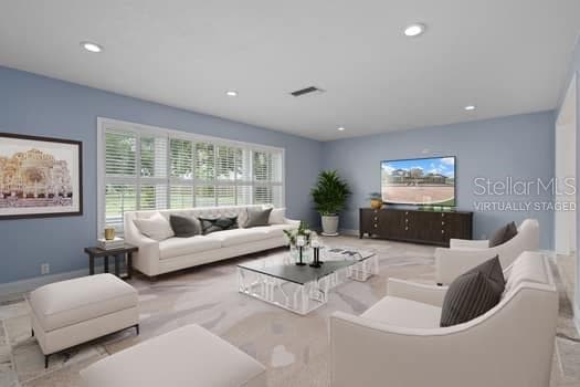 virtually staged living room - 2309 CYPRESS WALK WAY, RUSKIN