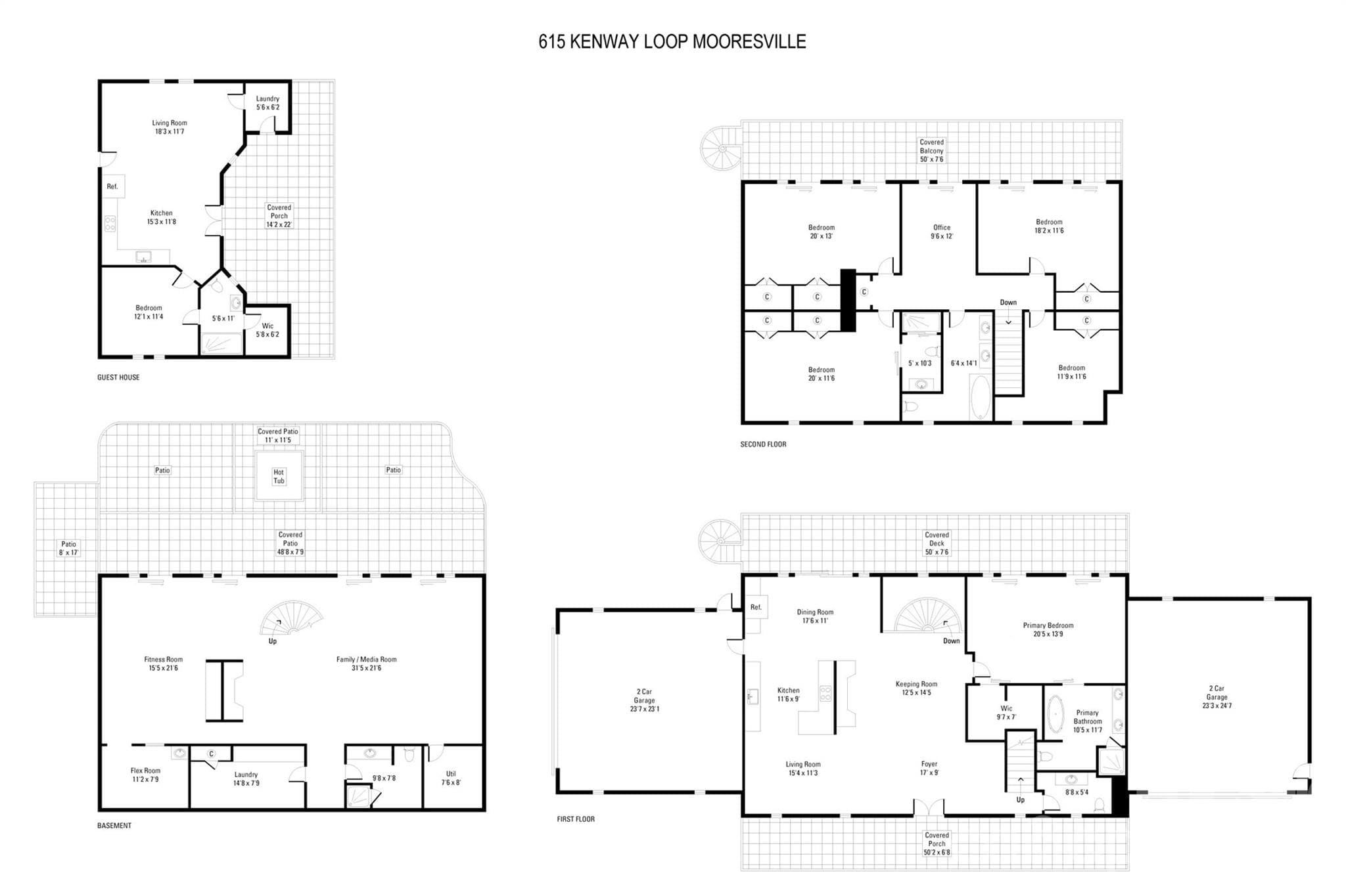 Floor Plan and Dimensions - 615 Kenway Loop, Mooresville