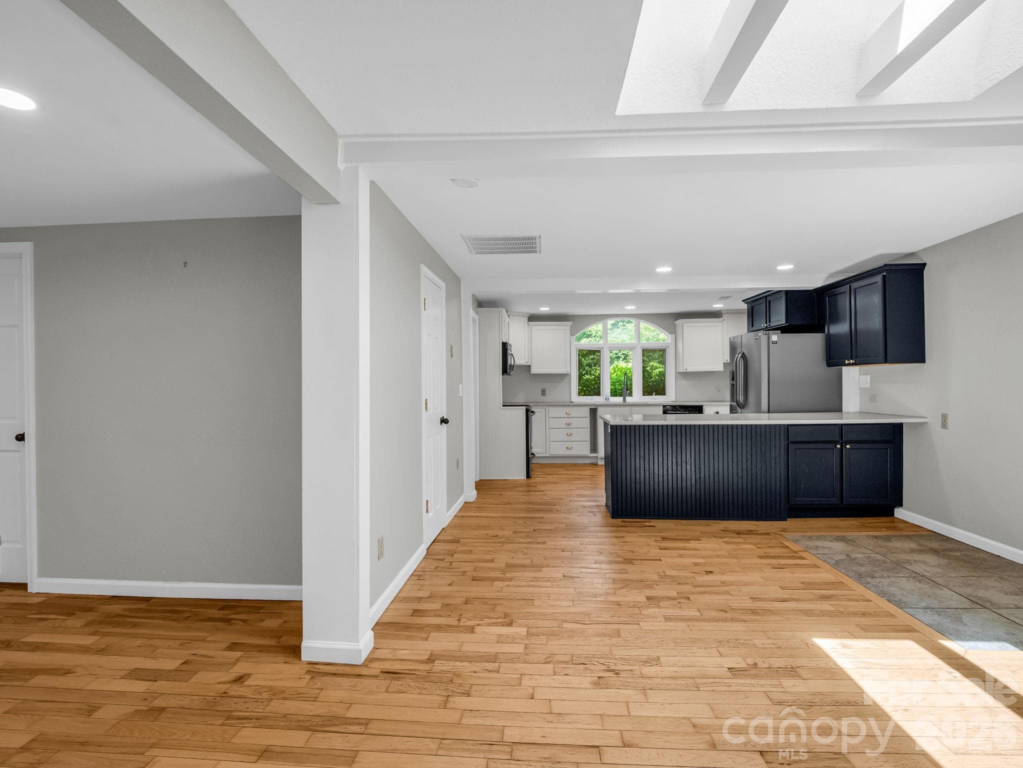 View to Living Room & Kitchen from Front Door - 35 Chastain Hill Road, Mills River