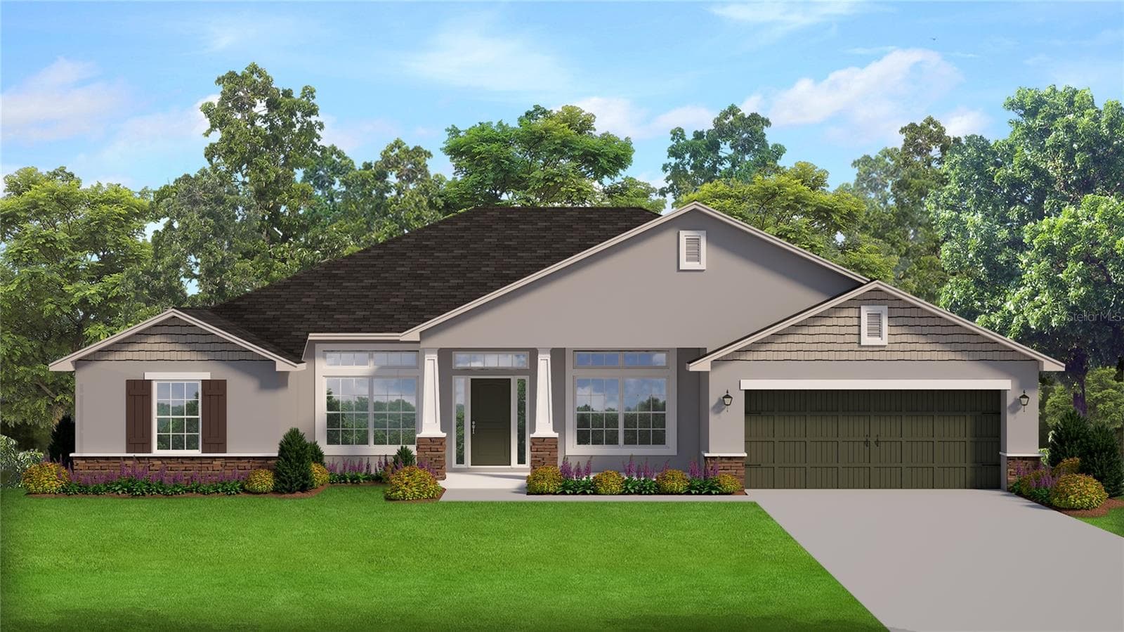 Artist rendering-Not actual house or exterior color scheme - 671 W HALLAM DR, DUNNELLON