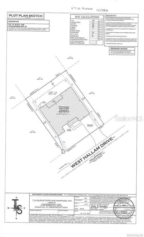 Site Plan - 671 W HALLAM DR, DUNNELLON