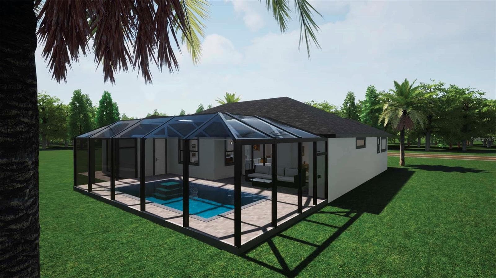 Exterior Back POOL Rendering - 2675 YACOLT AVE, NORTH PORT