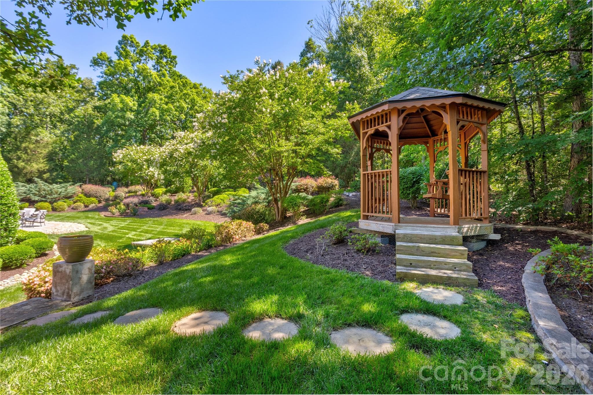Gazebo overlooking the back yard - 6005 Willowood Road, Kannapolis
