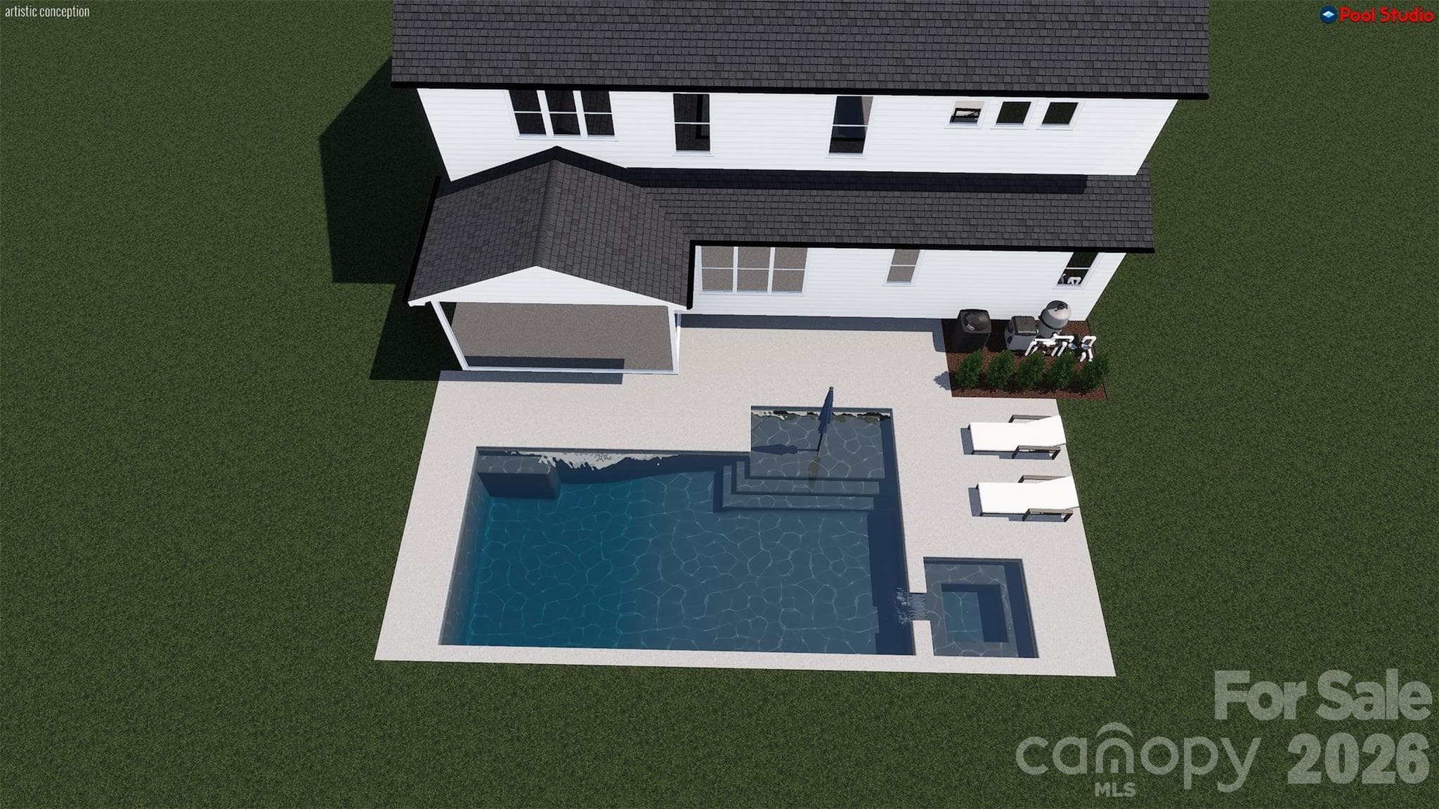 Rendering for potential pool on homesite 96 - 5054 McLaughlin Loop, Waxhaw