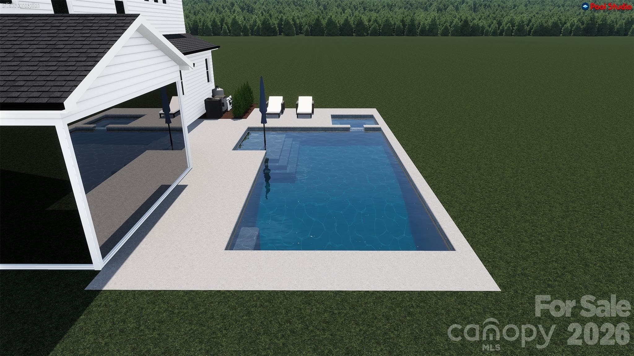 Rendering for potential pool on homesite 96 - 5054 McLaughlin Loop, Waxhaw