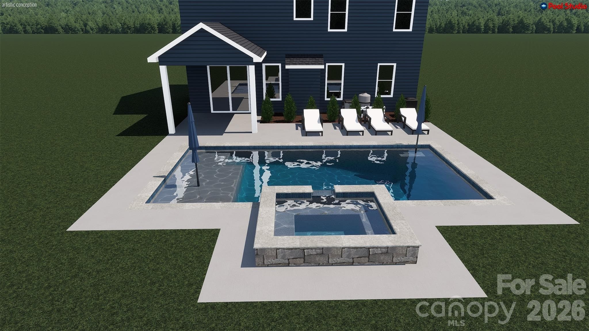 Rendering of potential pool on homesite 89 - 5080 McLaughlin Loop, Waxhaw
