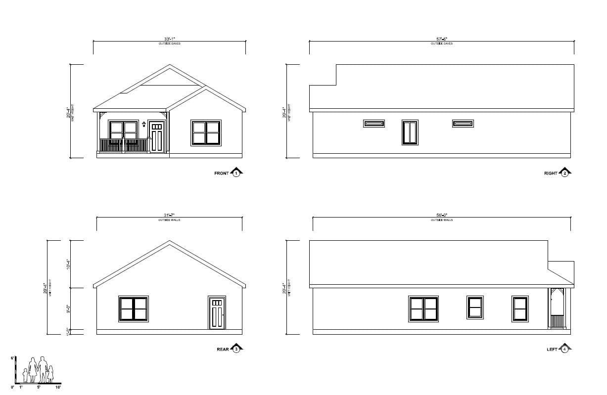 3 bedroom 2 bathroom home exterior elevations - Canton