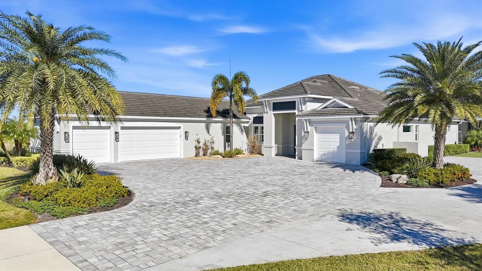 Front View, Paver Driveway and 4 Car Garage - 3467 COMPOUND CT, SARASOTA