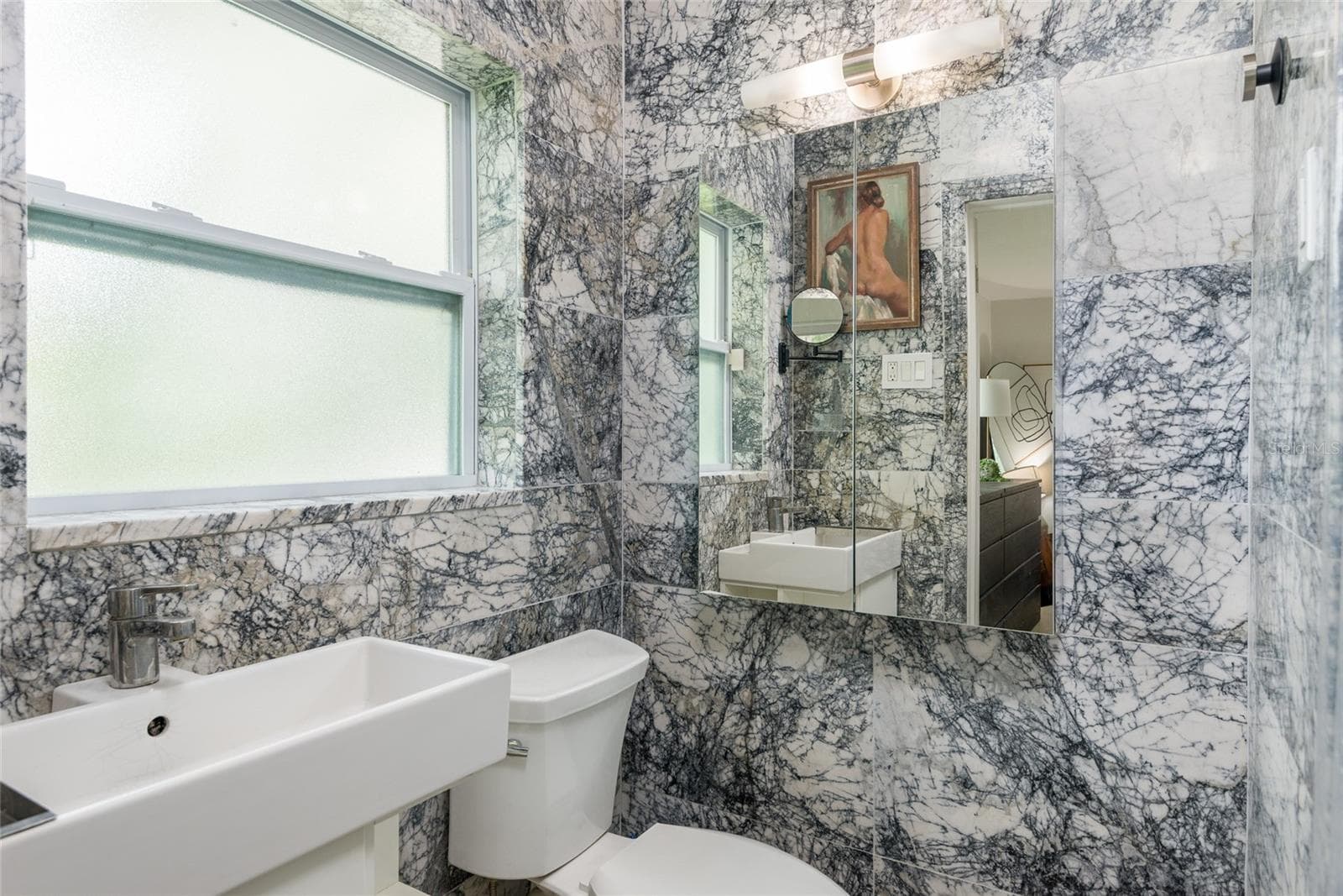 Primary Bathroom with exotic Milas Lilac Marble - 7308 N OLA AVE, TAMPA