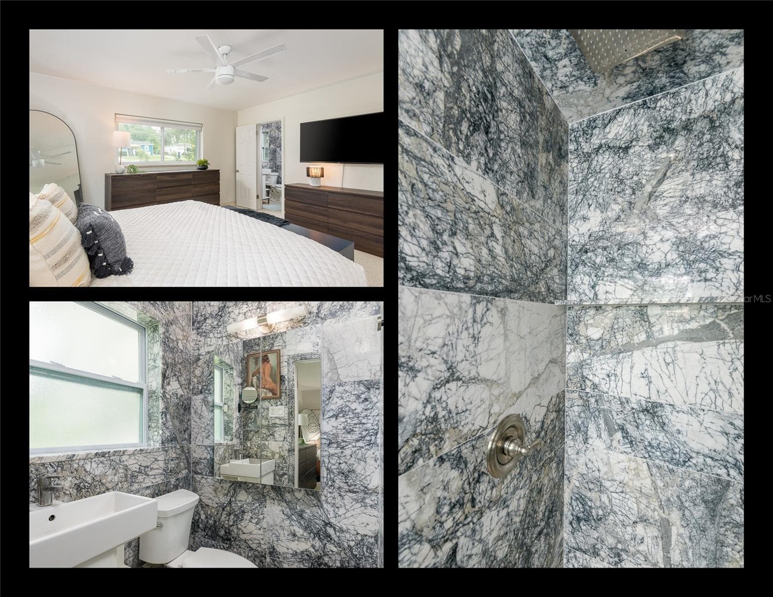 Primary Bathroom with exotic Milas Lilac Marble - 7308 N OLA AVE, TAMPA