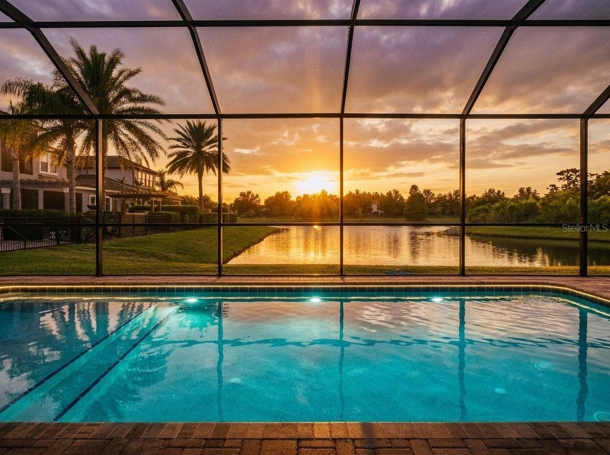 Sunsets over the pond as your home sits directly East/West - 7109 BAY LAUREL CT, WESLEY CHAPEL