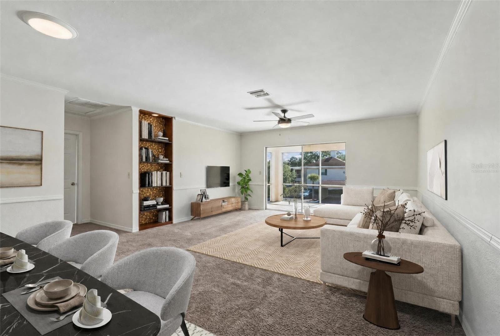 Virtually staged Living room - 10314 CARROLLWOOD CT #56, TAMPA