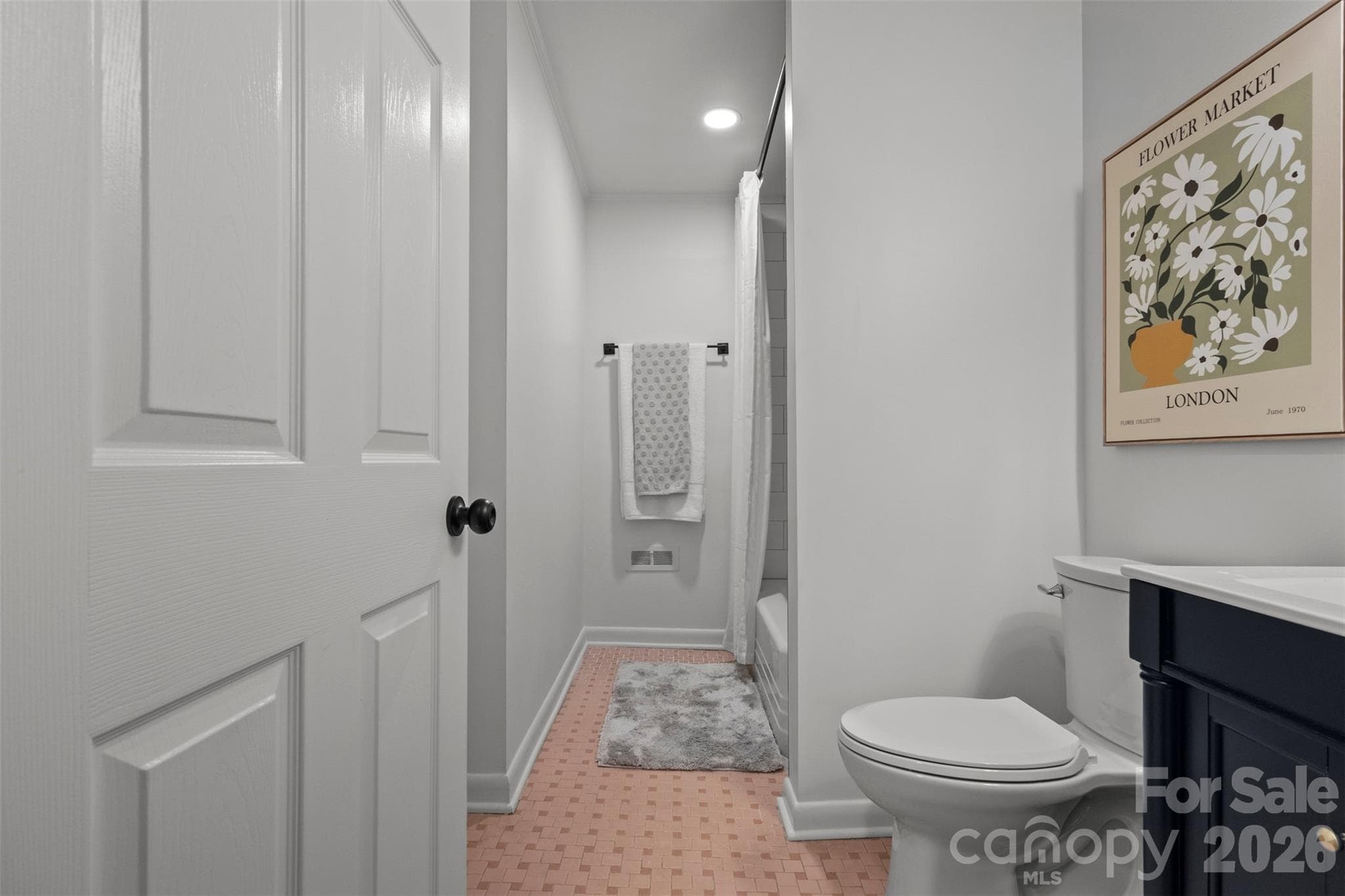 Hall bath- Look at that original floor tile! - 3840 Colebrook Road, Charlotte