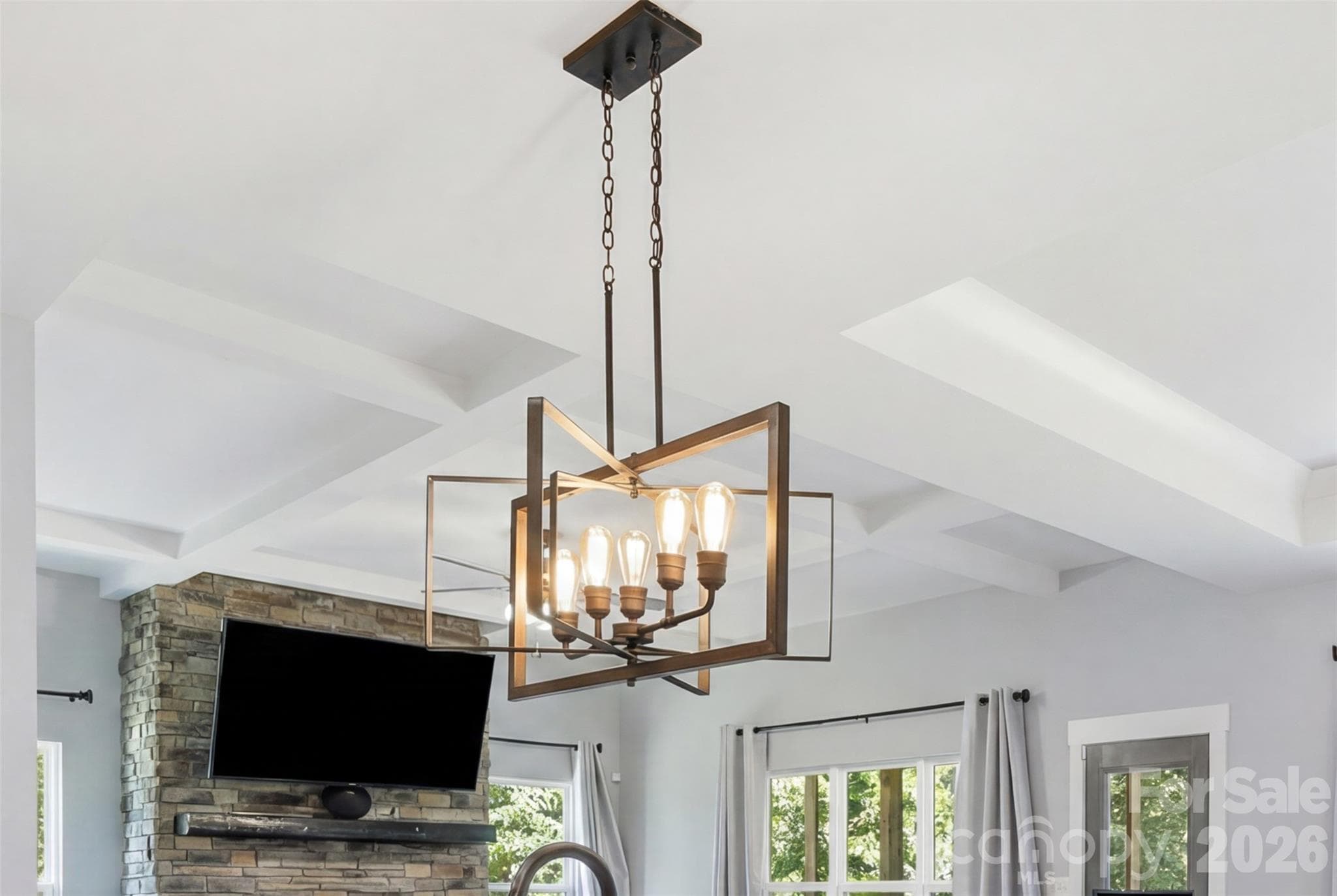 Modern Farmhouse chandelier adds detail to this home. - Rock Hill