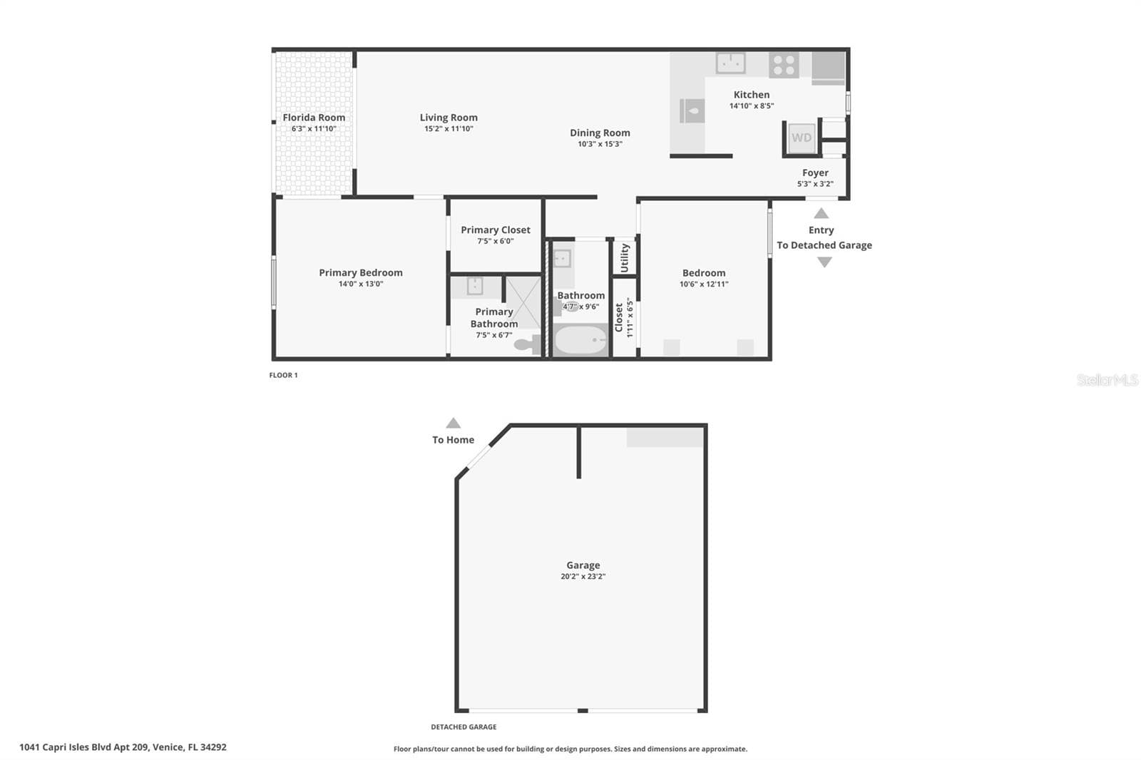Garage is a SINGLE Space - 1041 CAPRI ISLES BLVD #209, VENICE