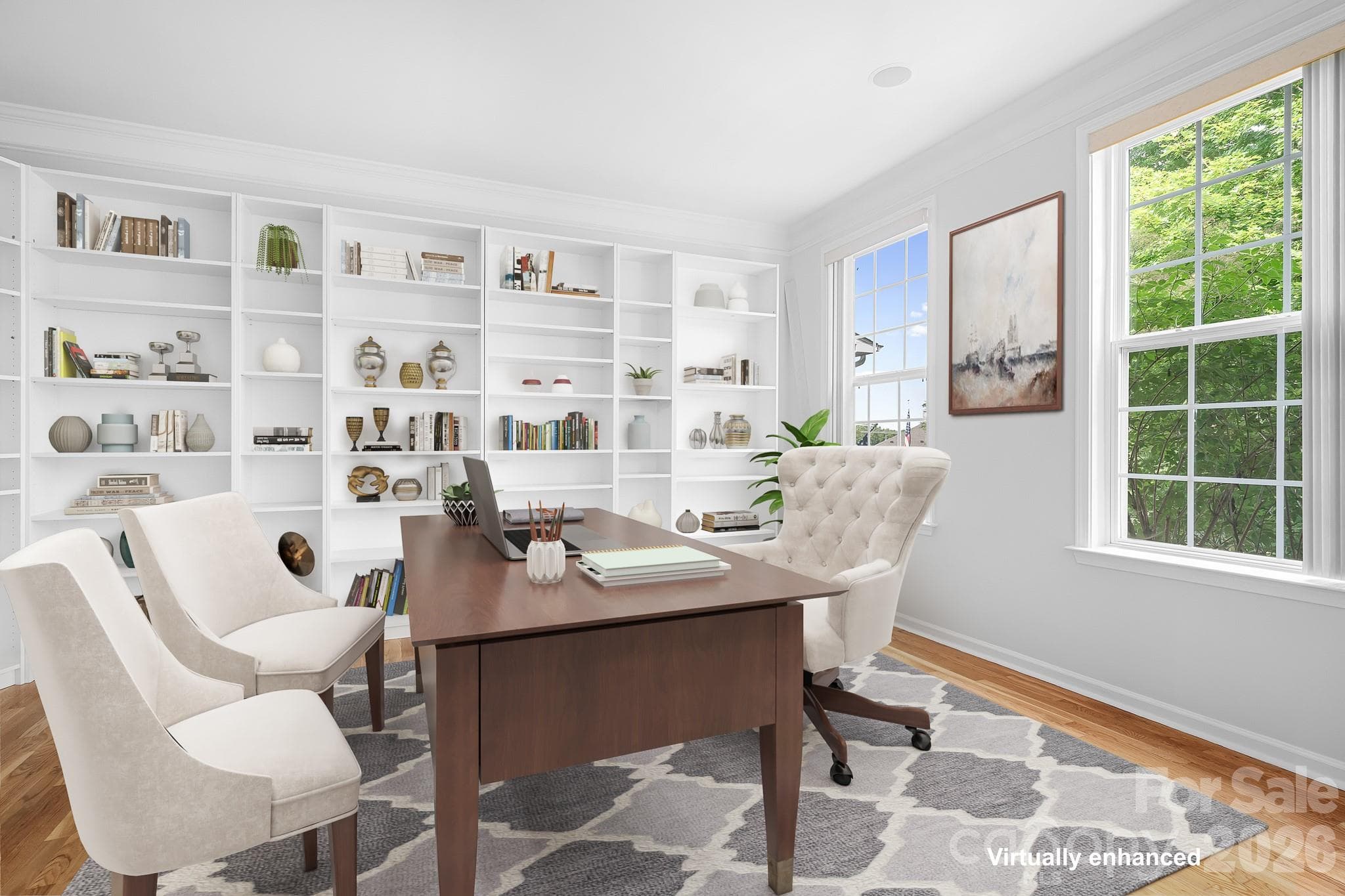 Virtually Staged Office . Built ins are not virtual. - Mooresville