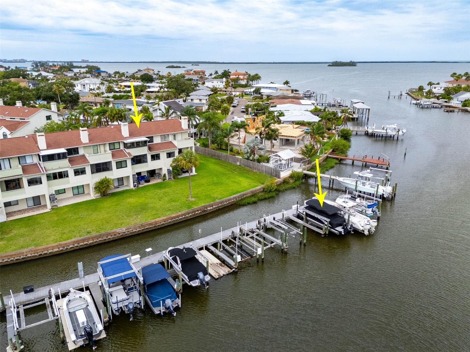 Look at how close your unit is to the dock and how close you are to the open water of St Josephs Sound and the Gulf beyond! - 2395 HANOVER DR, DUNEDIN