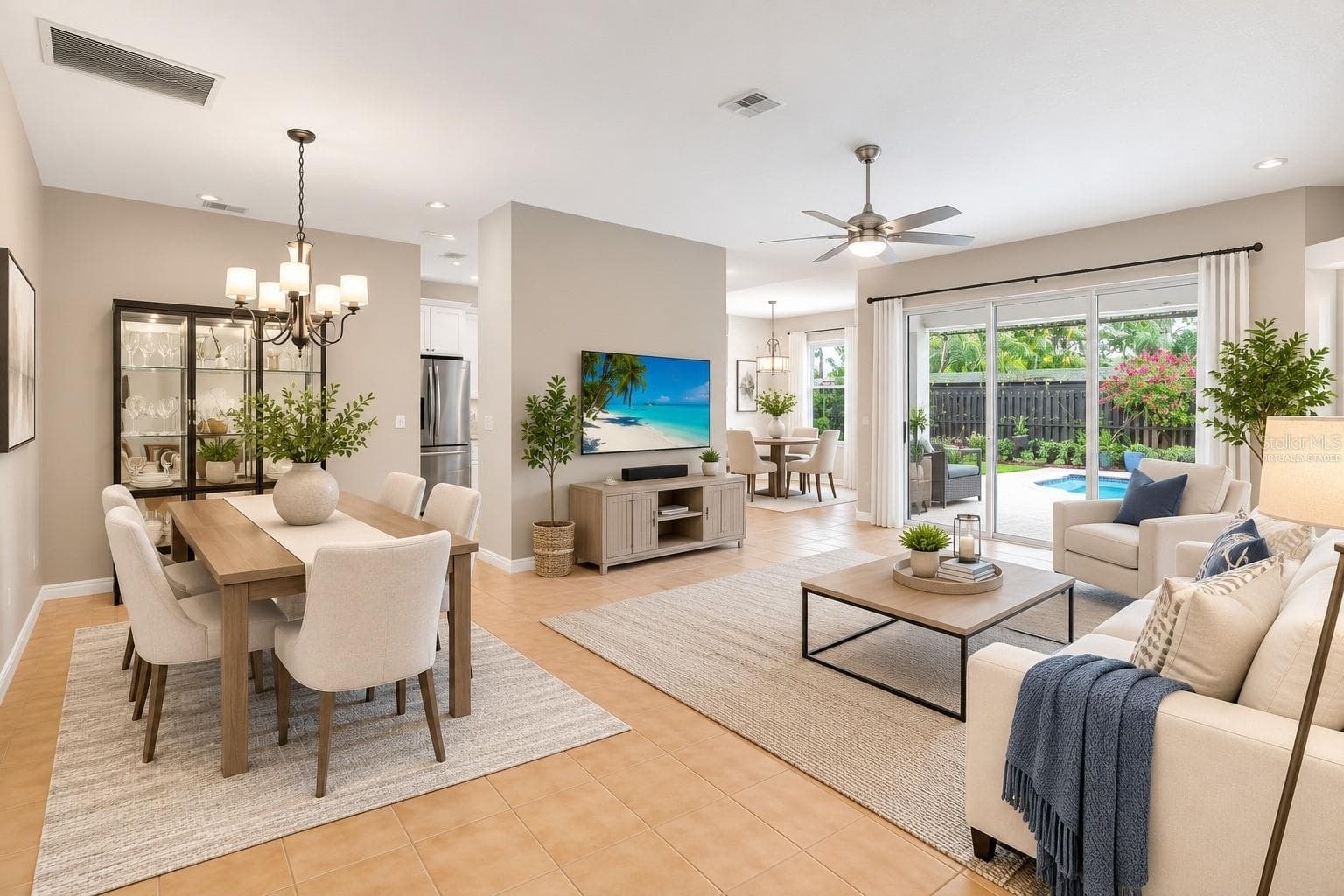 Virtually staged living room/dinette - 5425 MATTHEW CT, SARASOTA