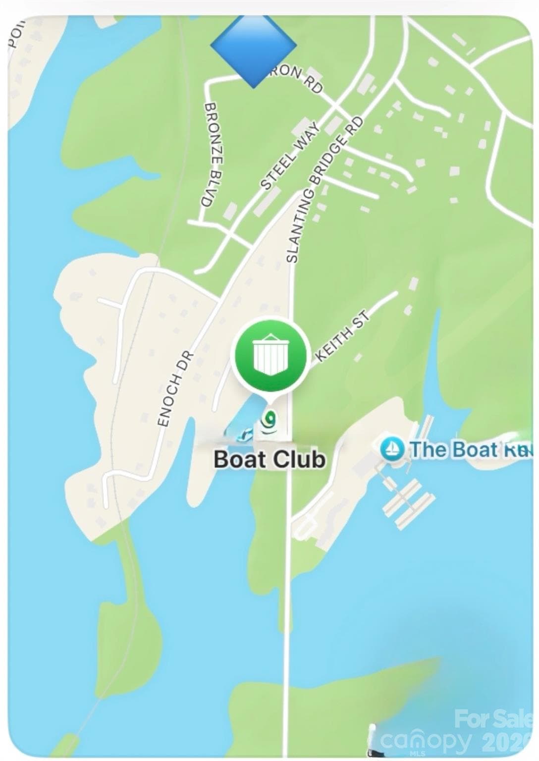 Blue diamond is home and green shows location of boat club and boat storage is to the right in photo. - 7880 Iron Road, Sherrills Ford