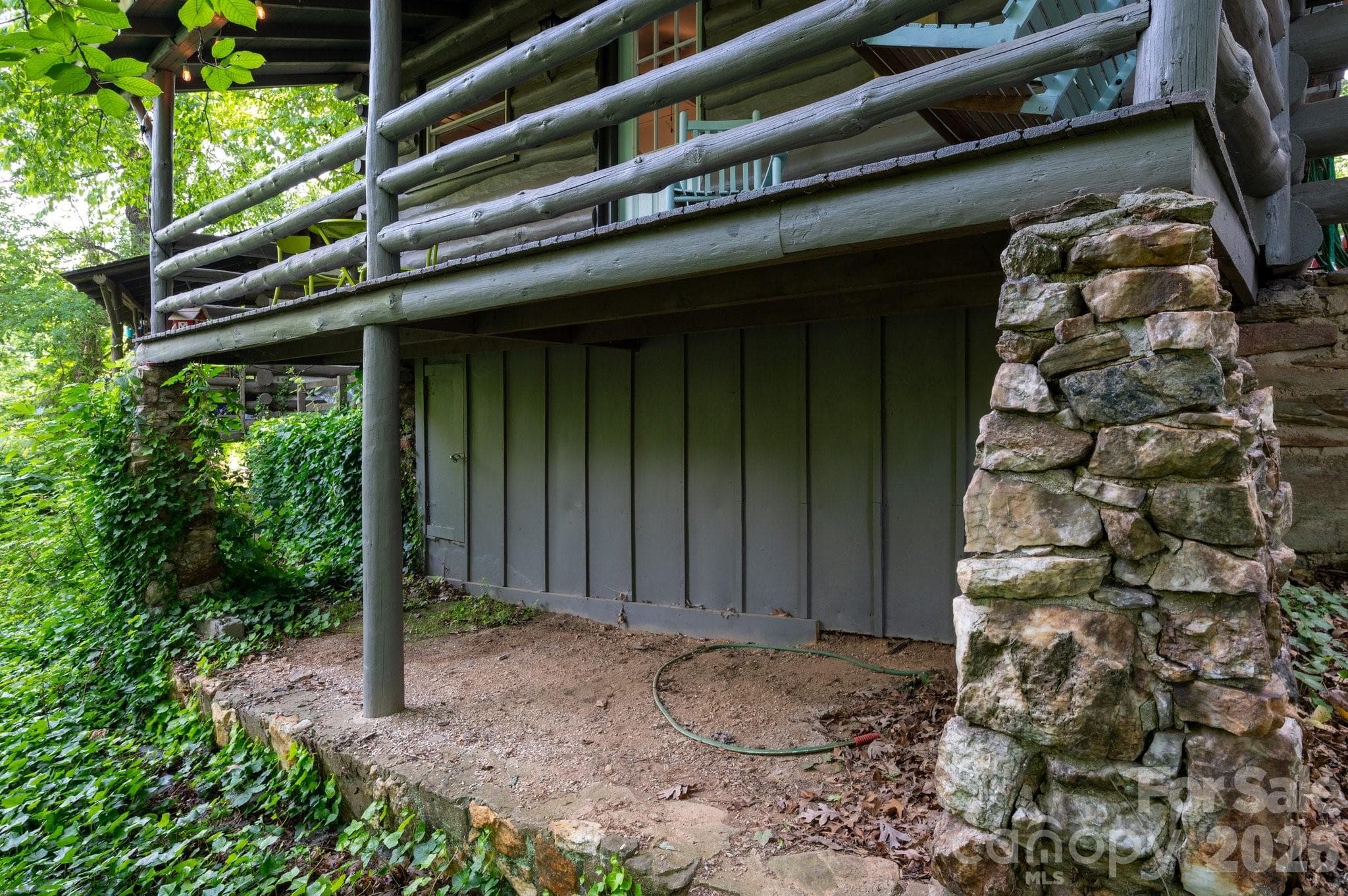 Back of Cabin and Crawlspace Entry - 16 Cottage Drive, Asheville
